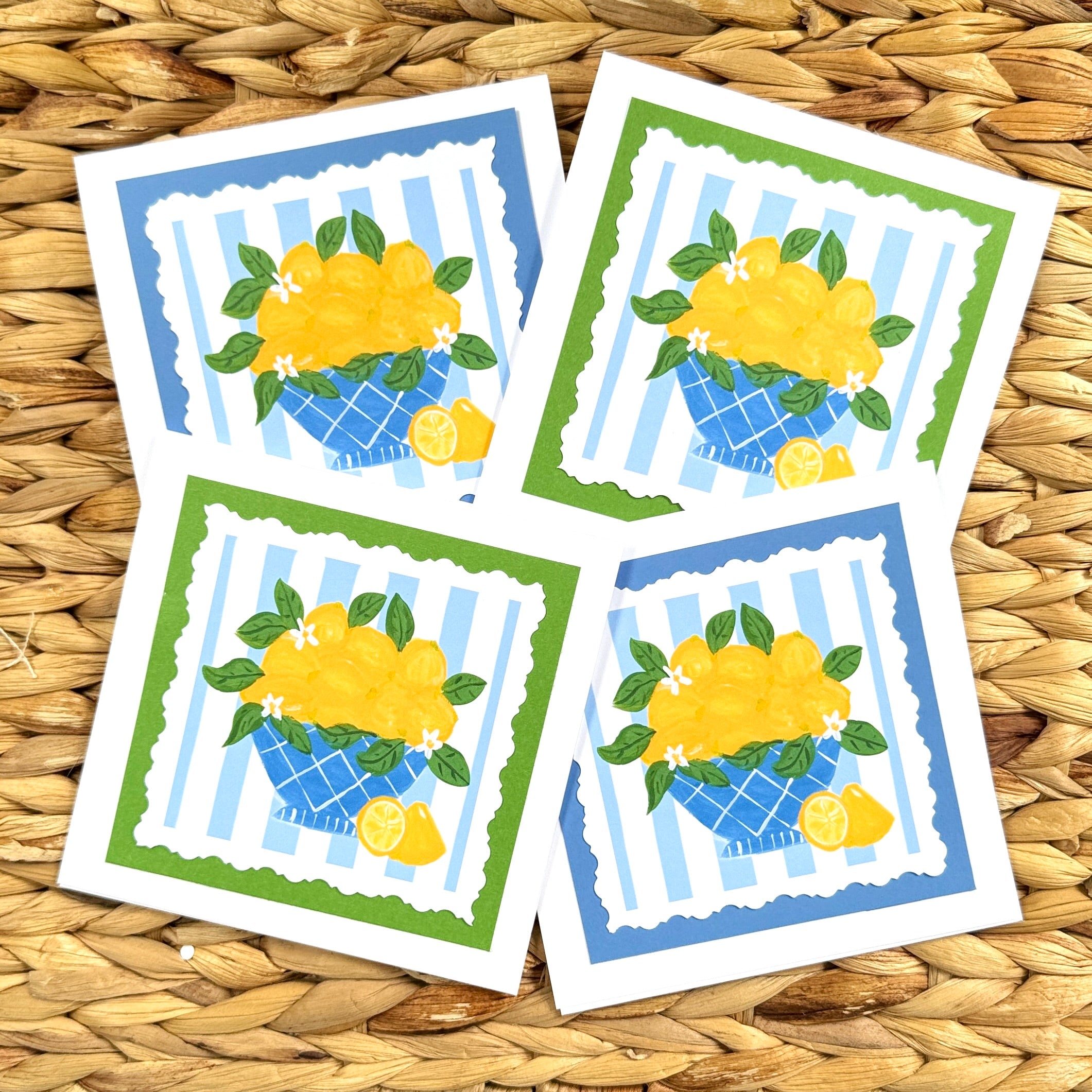 Bowl of Lemons Hand Cut Notecard Set