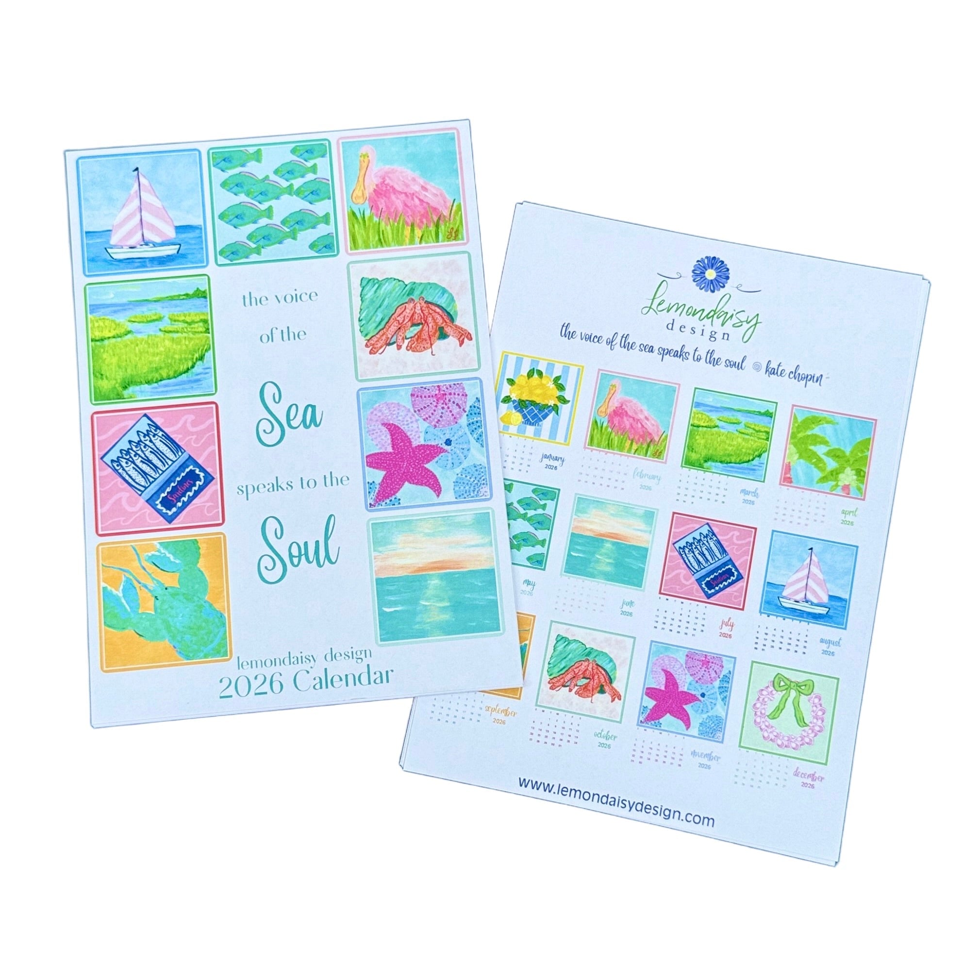 2026 Coastal Calendar with Acrylic Frame