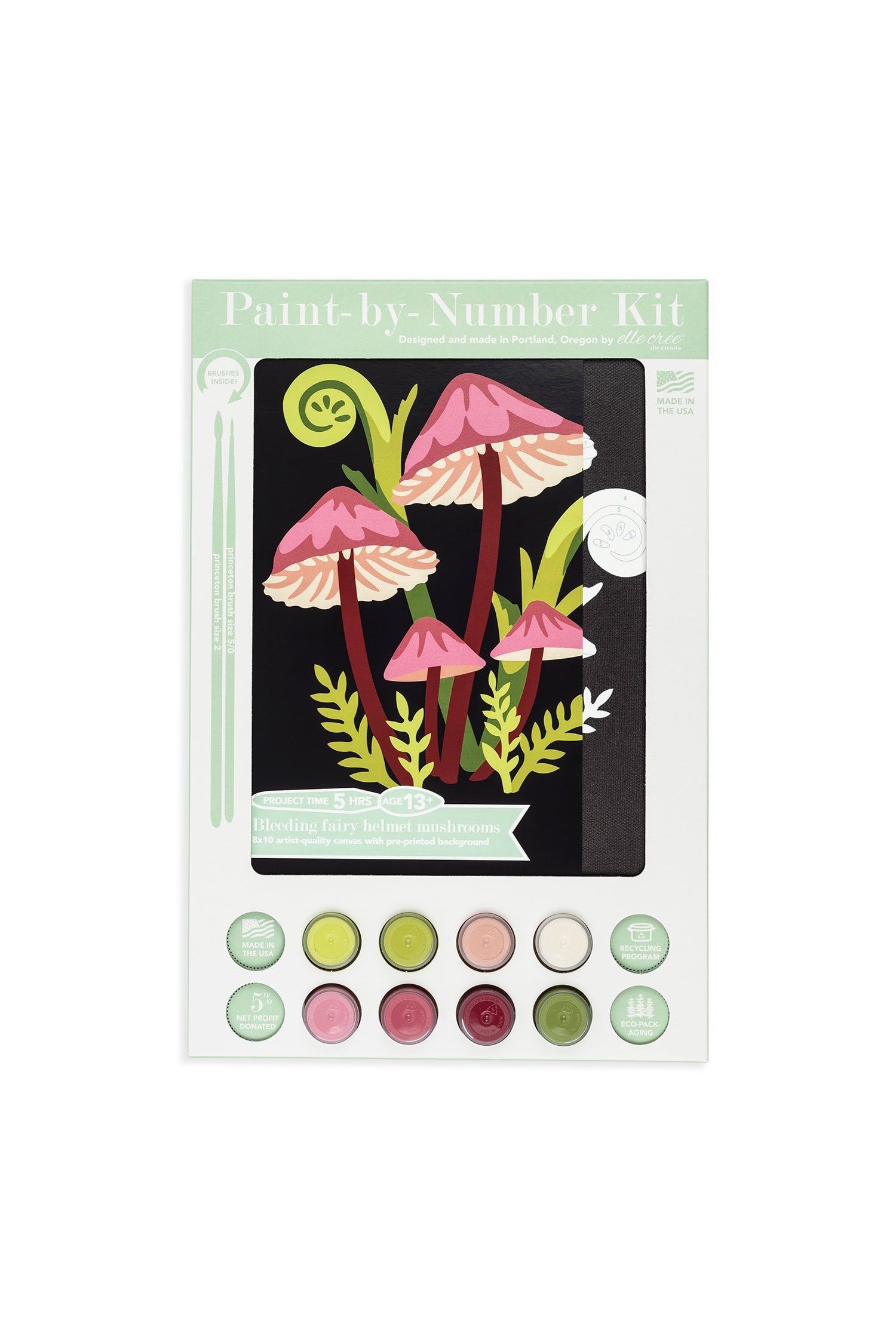 Bleeding Fairy Helmet Mushrooms | 8x10 paint-by-number kit