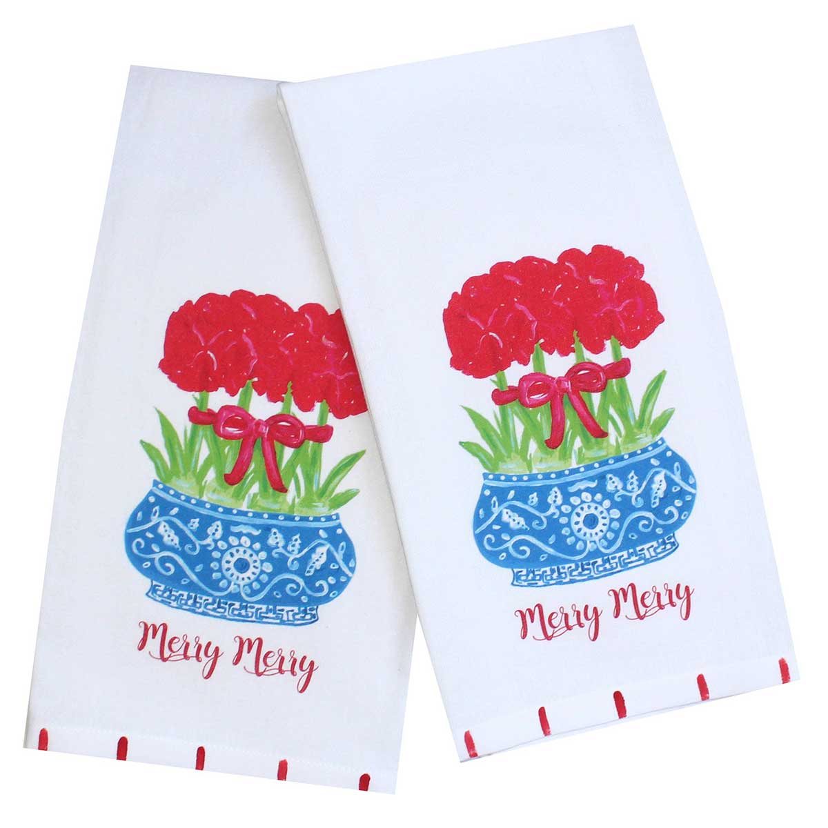 Amaryllis Chinoiserie Holiday Tea Towel