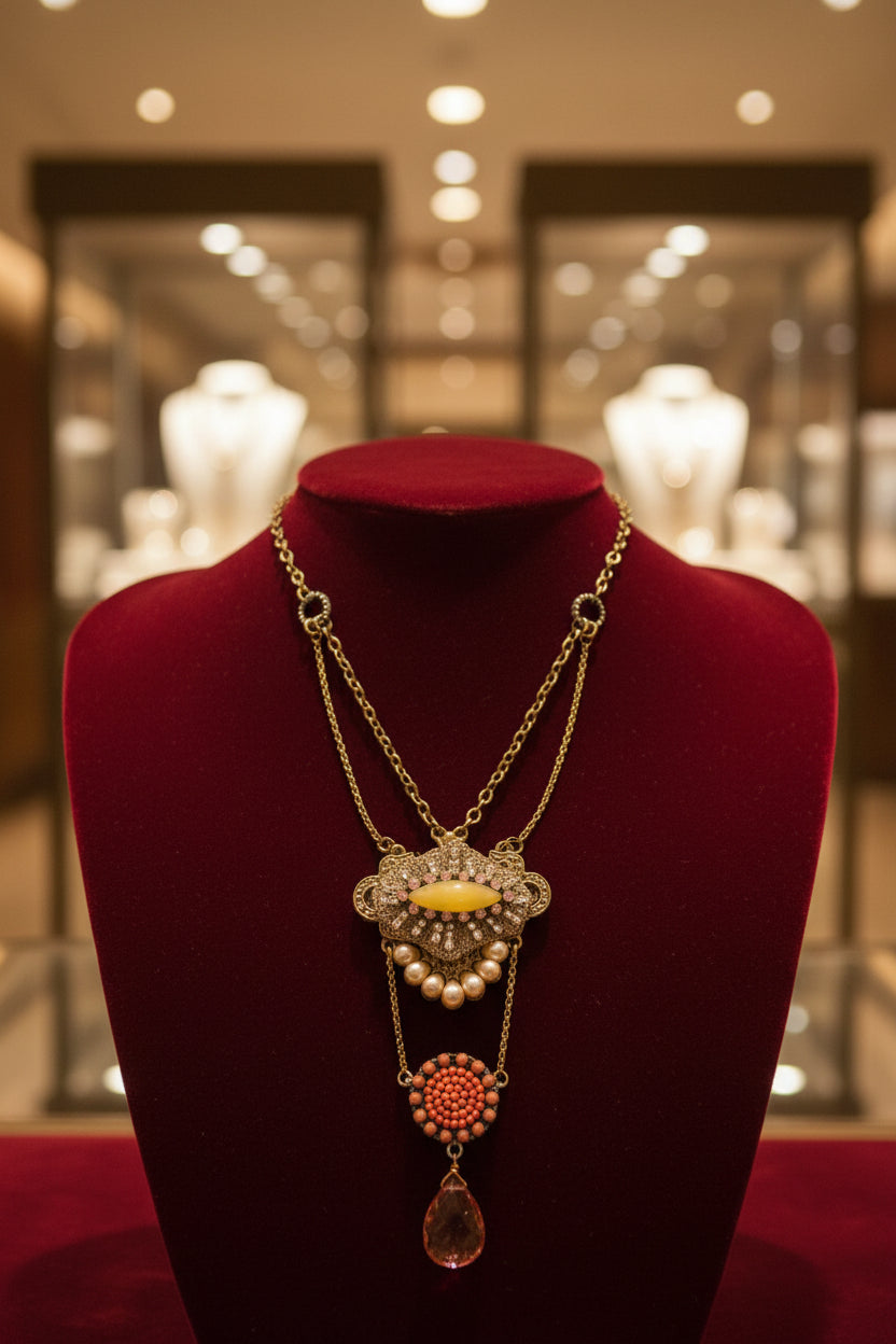 Fruit Drop Long Statement Necklace