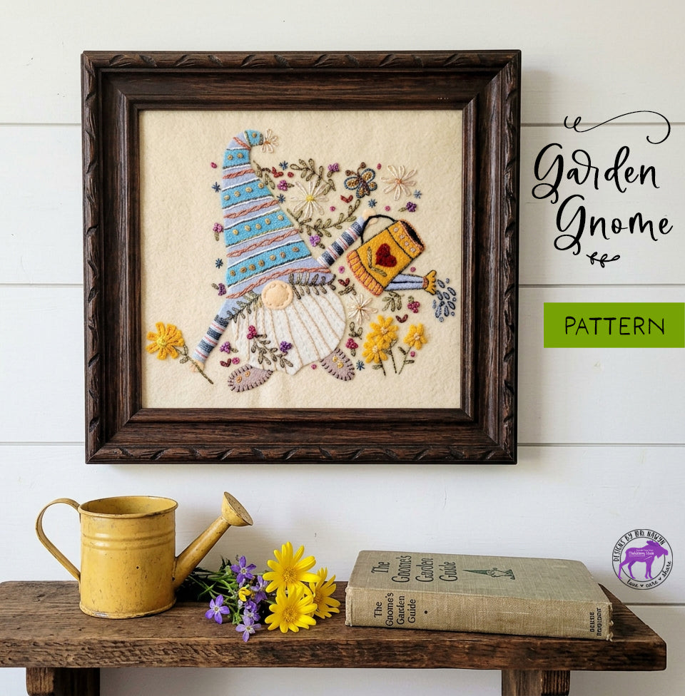 GARDEN GNOME APPLIQUE EMBROIDERY PRINTED PATTERN 2