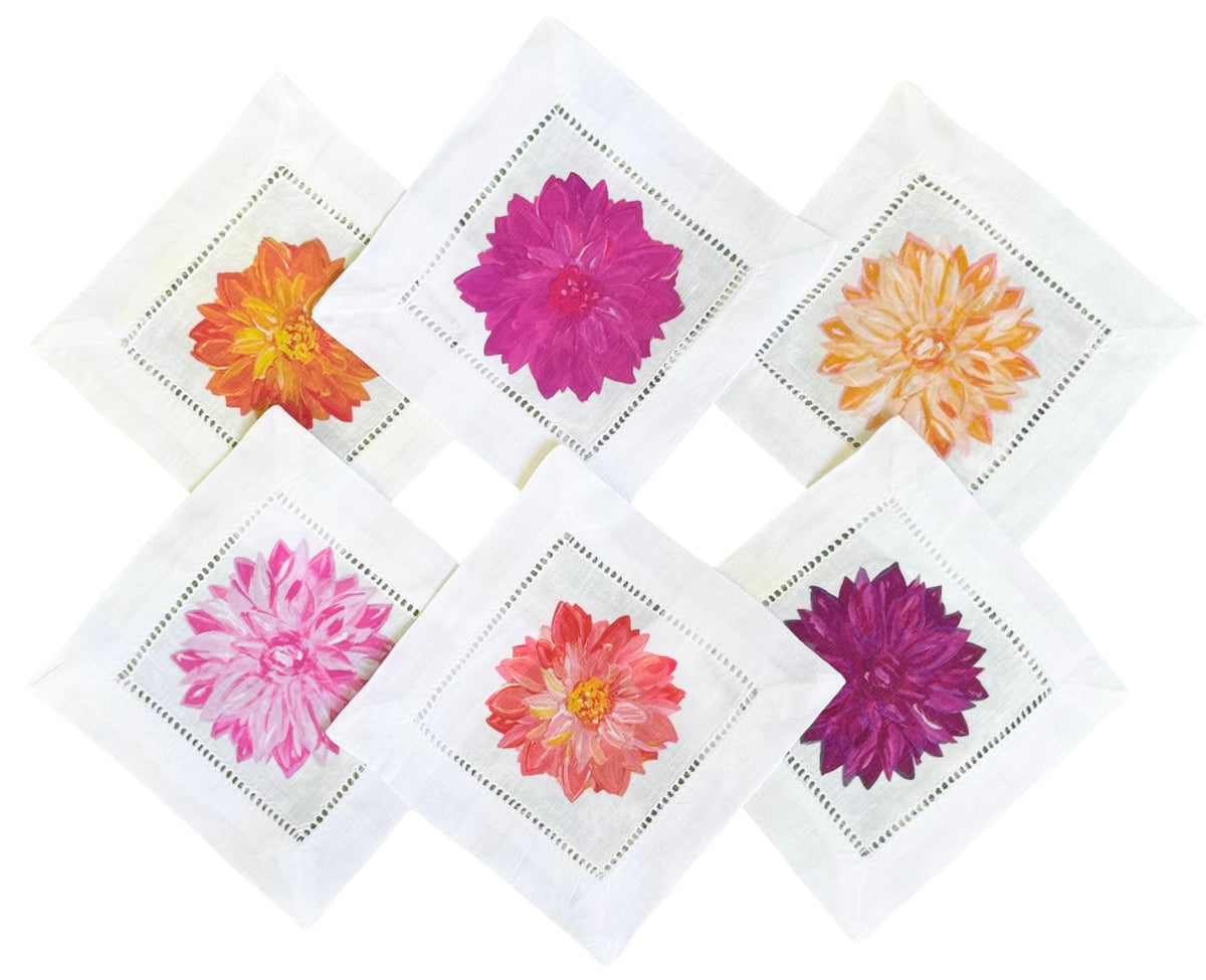 Dahlia Flower Cocktail Napkins (set of 6)
