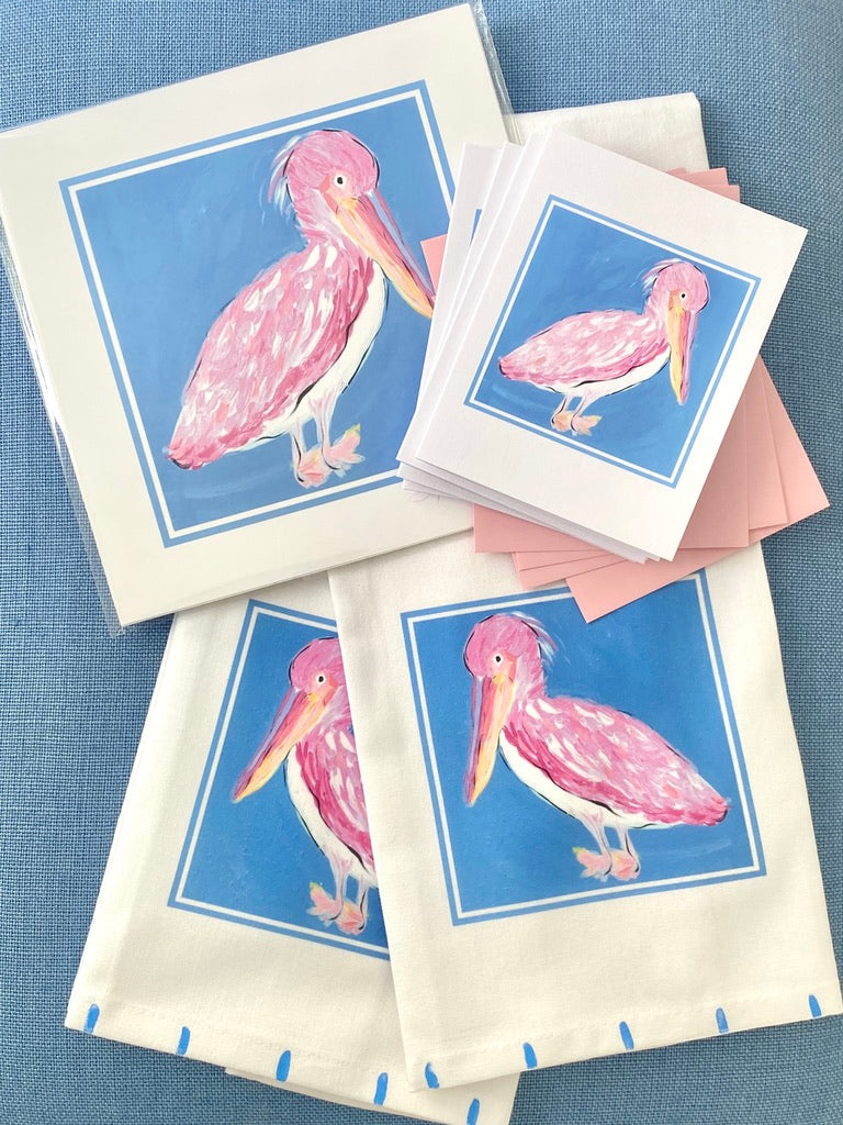 Pink Pelican Art Notecard Set