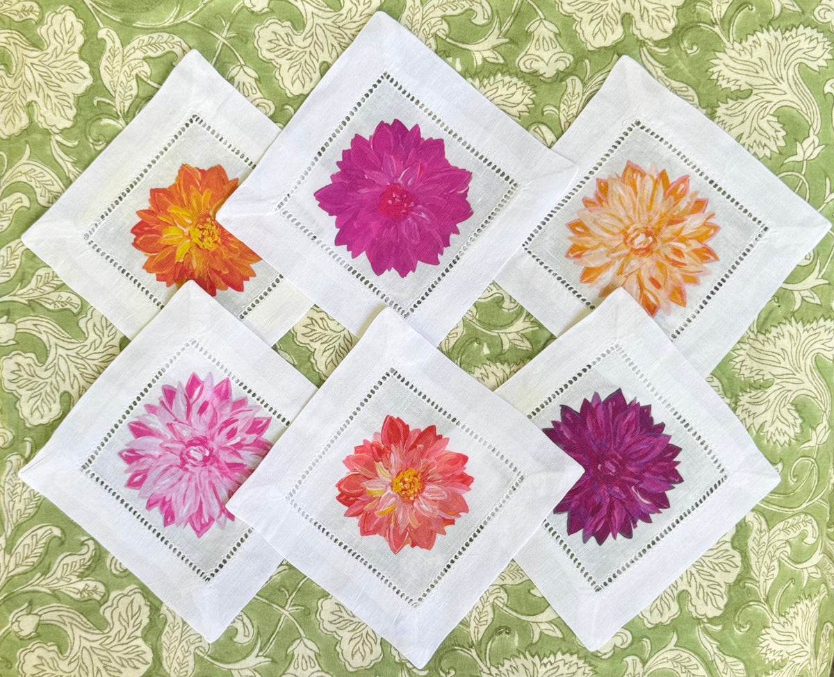 Dahlia Flower Cocktail Napkins (set of 6)
