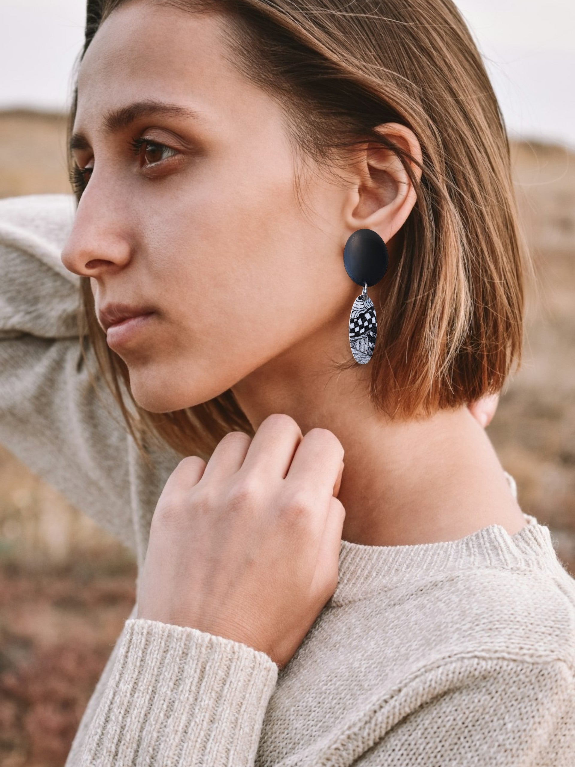 B&W Graphic Earrings II
