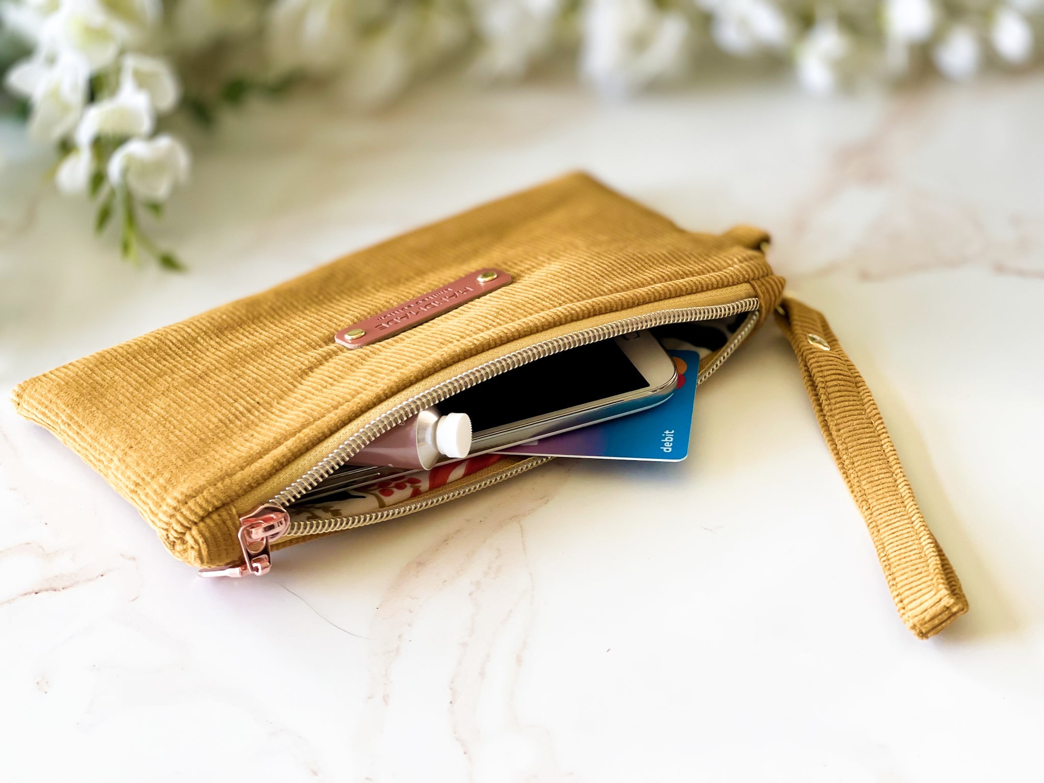 Mustard Corduroy Wristlet Pouch | The Corduroy Collection