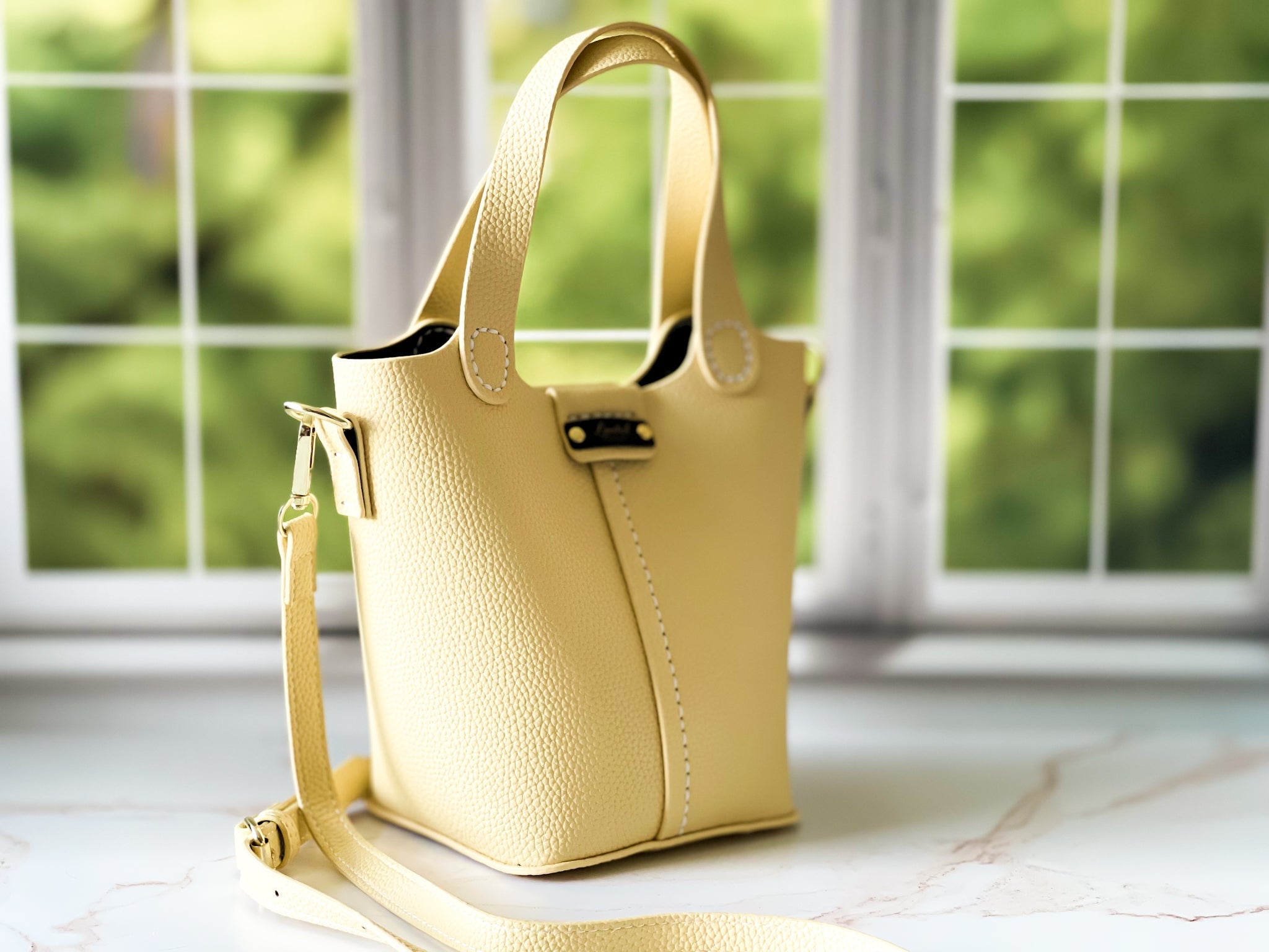Soleil | Yellow Faux Leather Bucket Bag | The Haute Couture Collection
