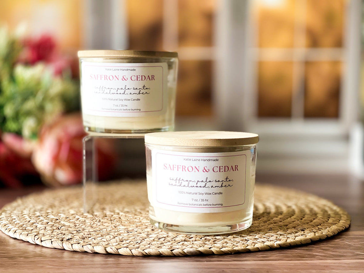 Saffron & Cedar Soy Wax Candle