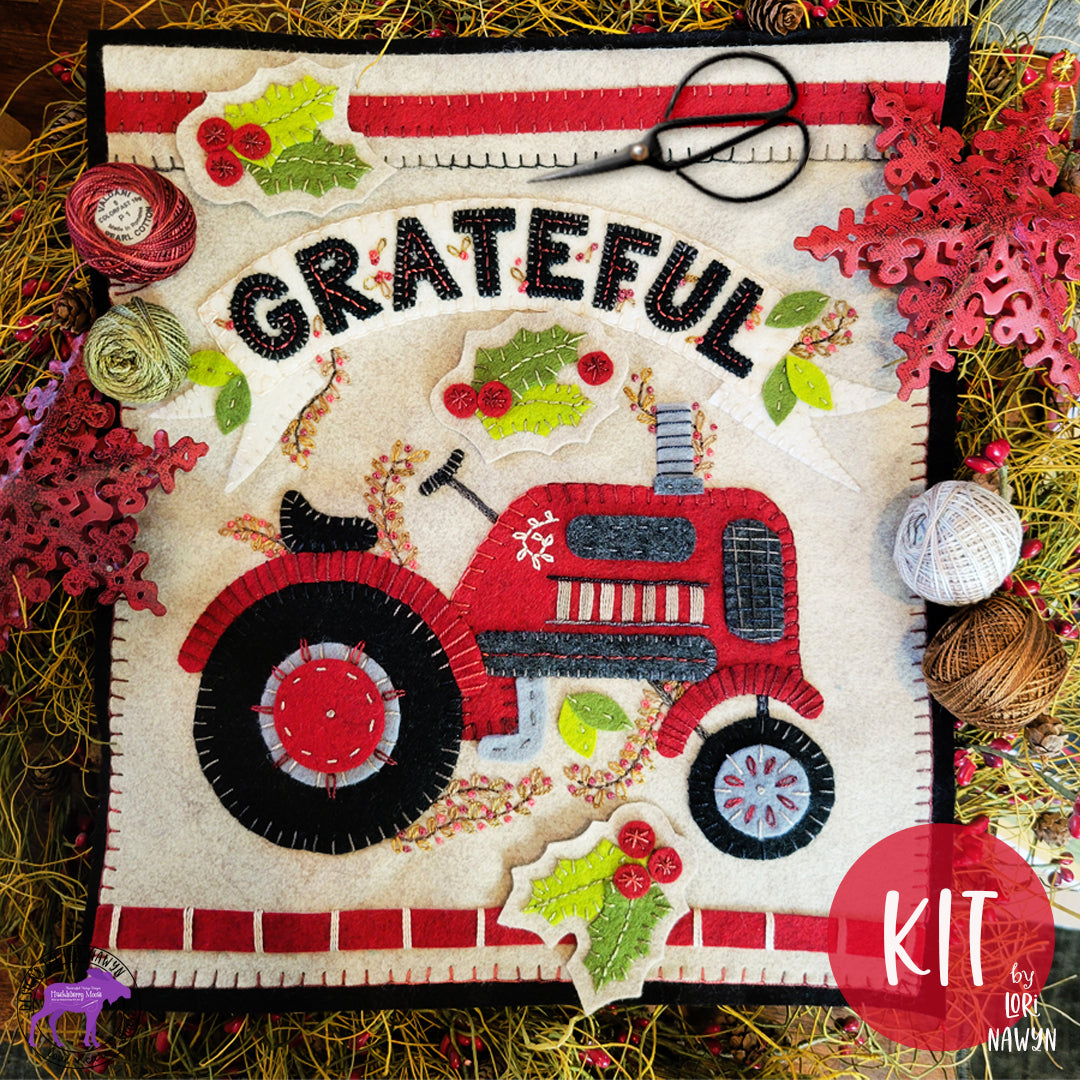 Grateful Applique Embroidery Kit for Interchangeable Snap-Ons and a Free Gertie Card!