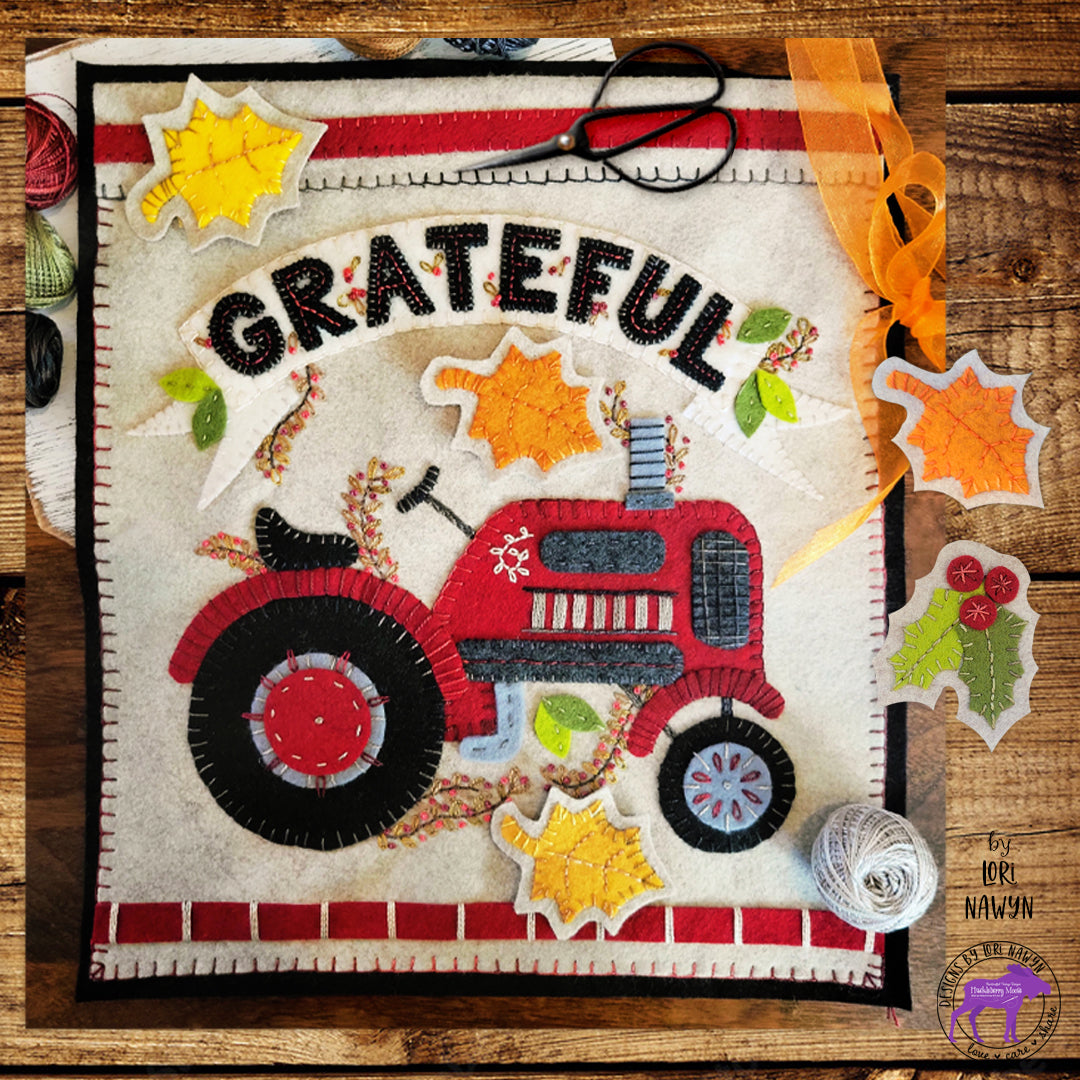 Grateful Applique Embroidery Kit for Interchangeable Snap-Ons and a Free Gertie Card!