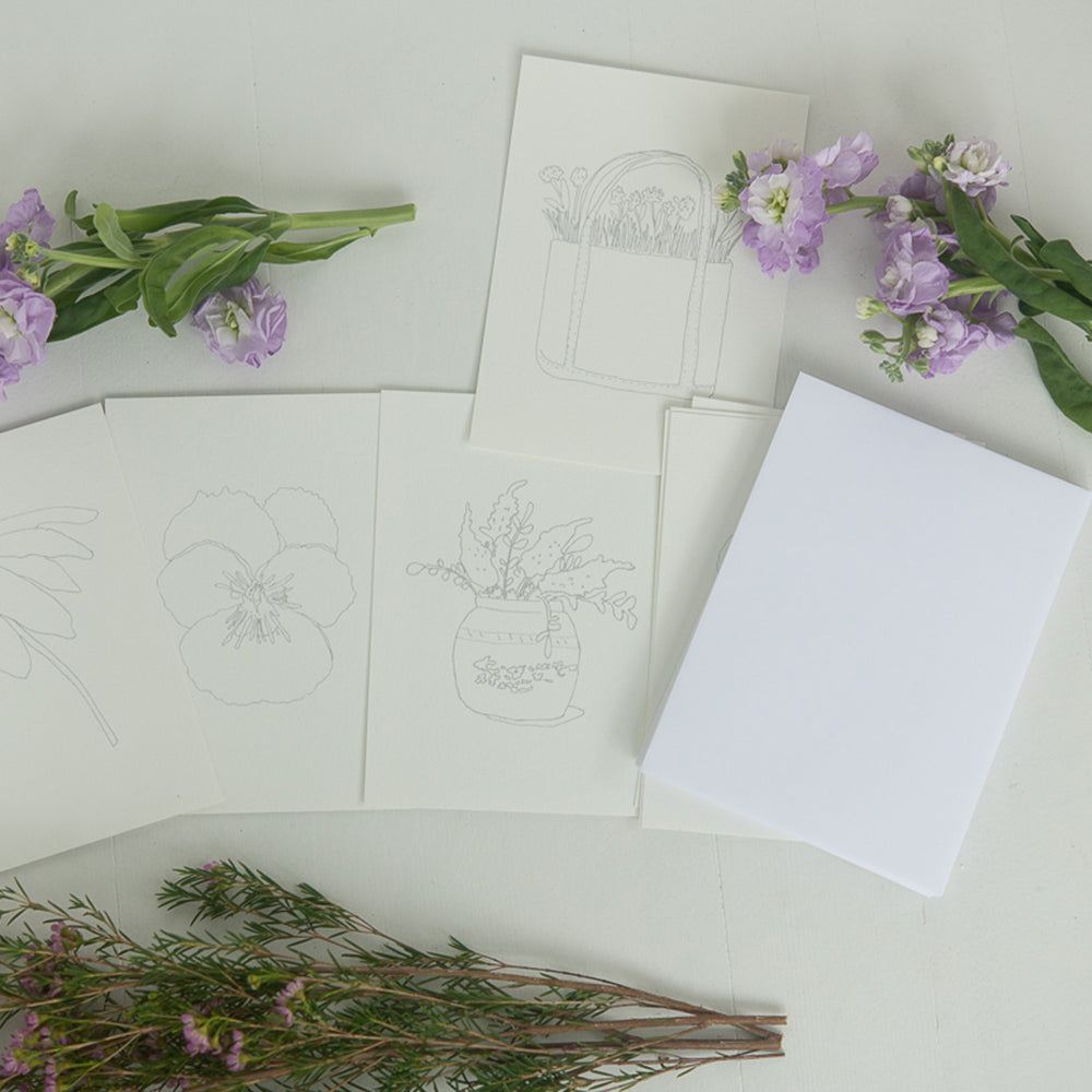 Paintable Watercolor Flat Note Cards Flowers