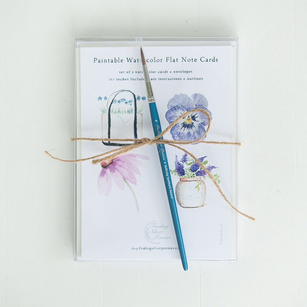 Paintable Watercolor Flat Note Cards Flowers