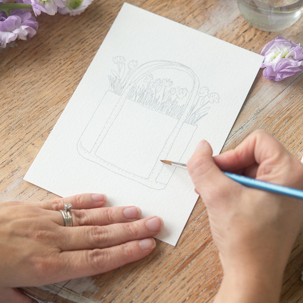 Paintable Watercolor Flat Note Cards Flowers