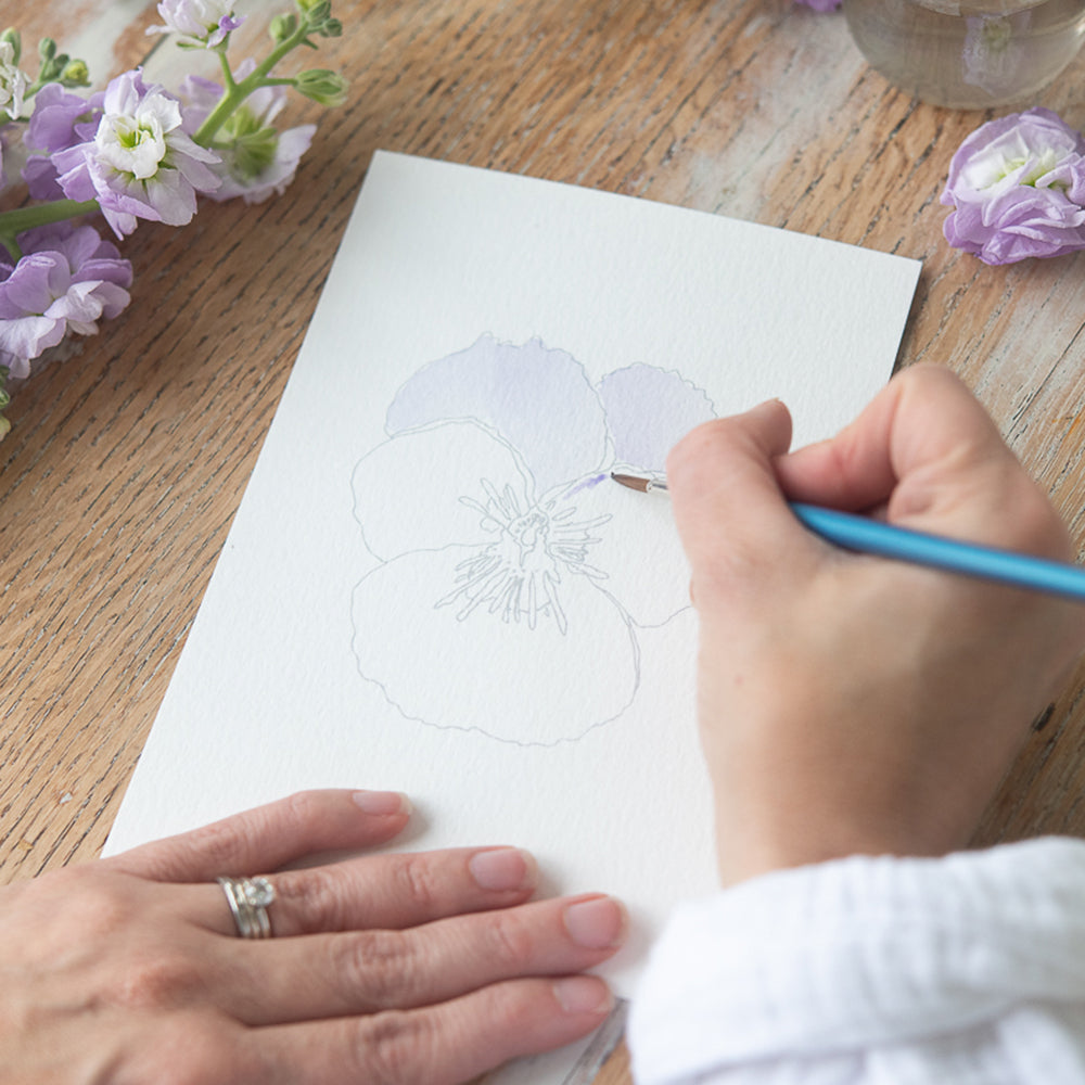 Paintable Watercolor Flat Note Cards Flowers