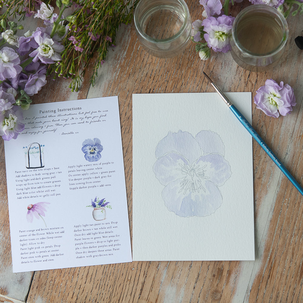 Paintable Watercolor Flat Note Cards Flowers