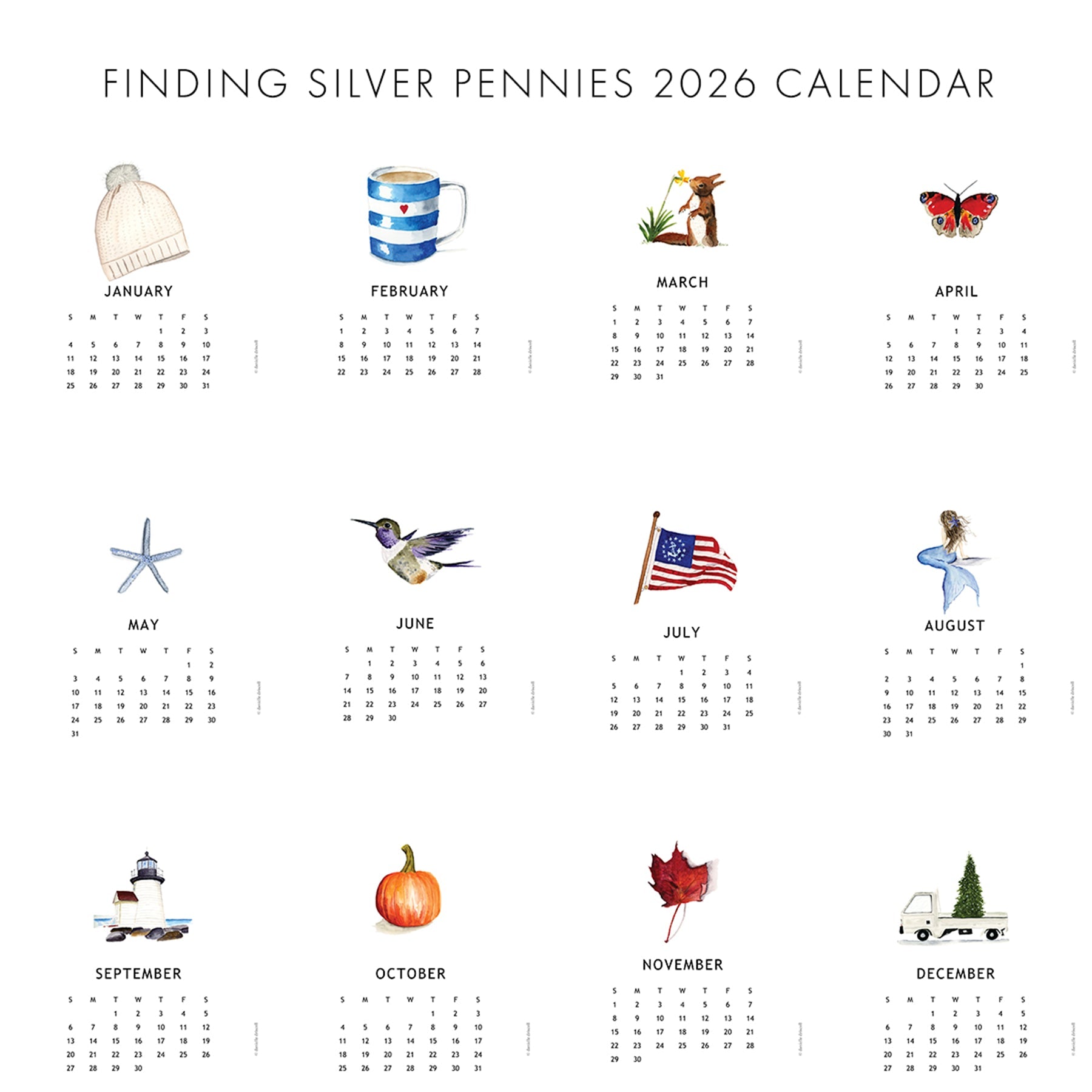 2026 Watercolor Desk Calendar