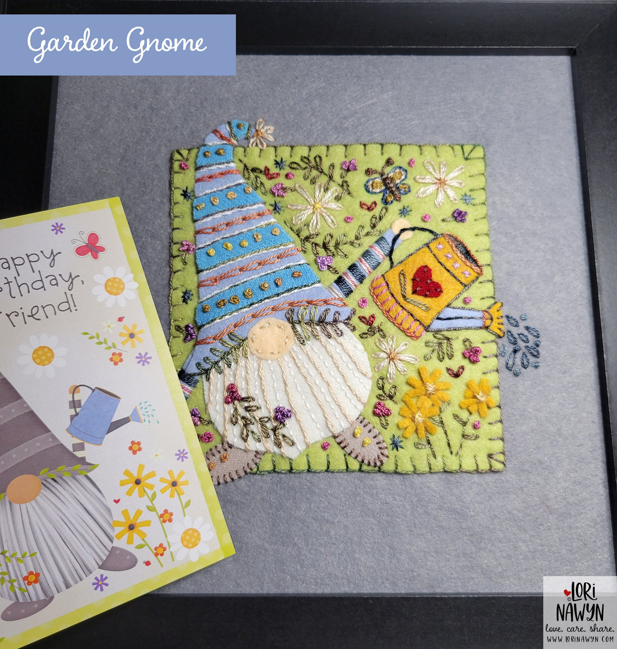 GARDEN GNOME APPLIQUE EMBROIDERY PRINTED PATTERN 2