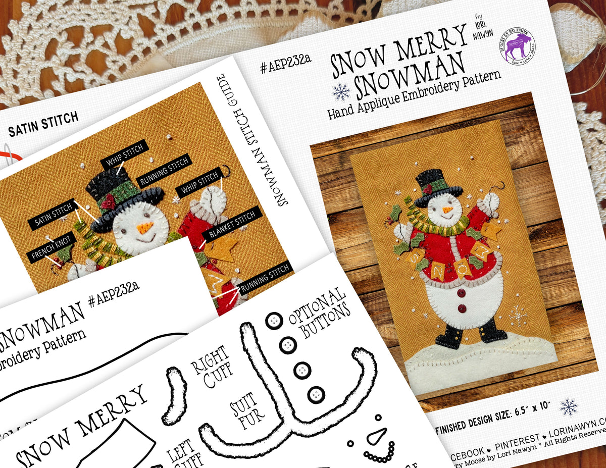 SNOW MERRY SNOWMAN - Pattern or Kit