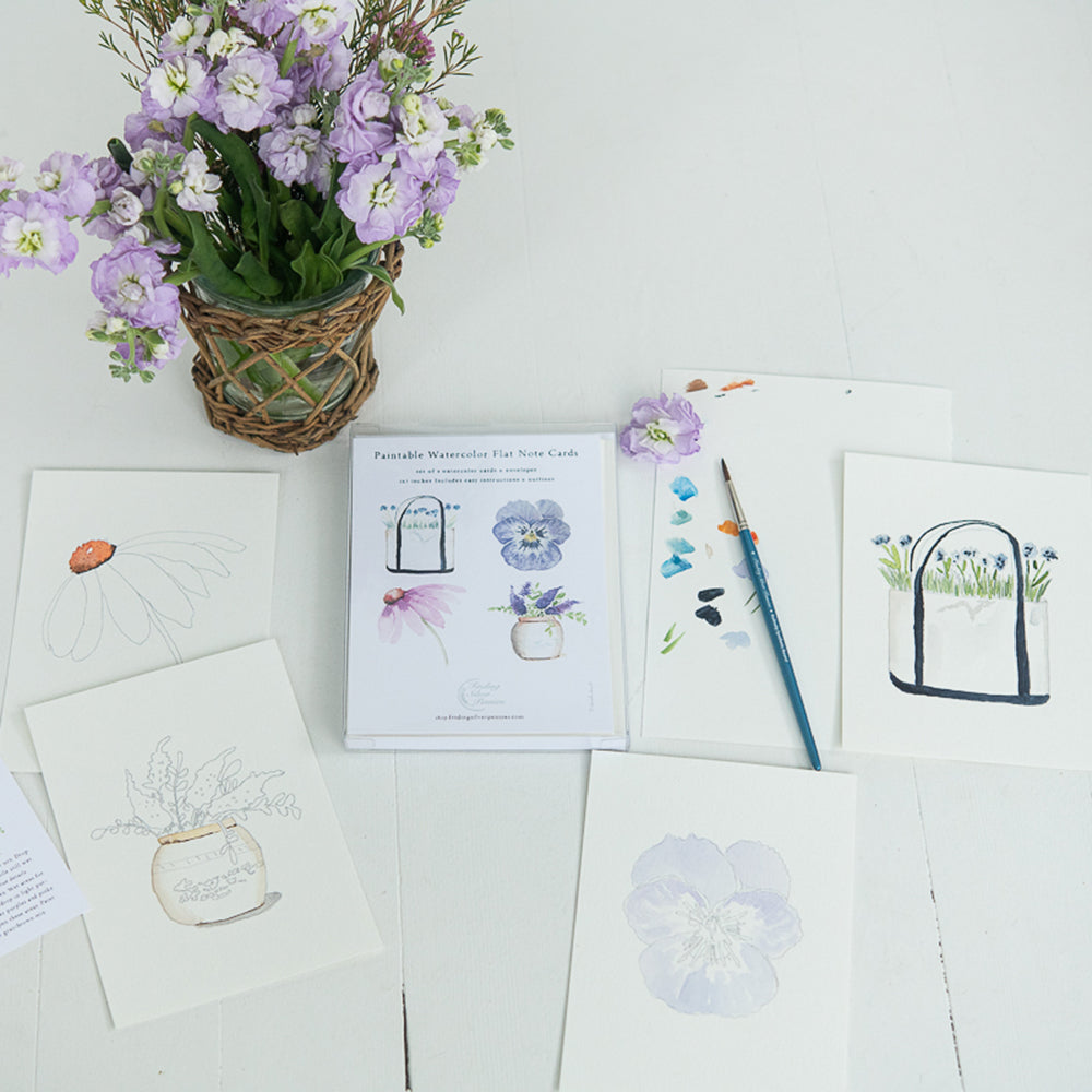Paintable Watercolor Flat Note Cards Flowers