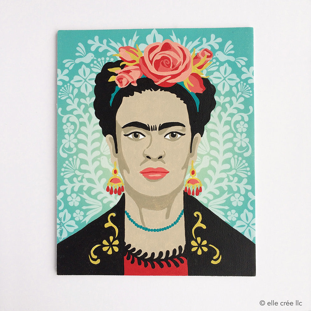 Frida with Flowers (turquoise) | 8x10 paint-by-number kit