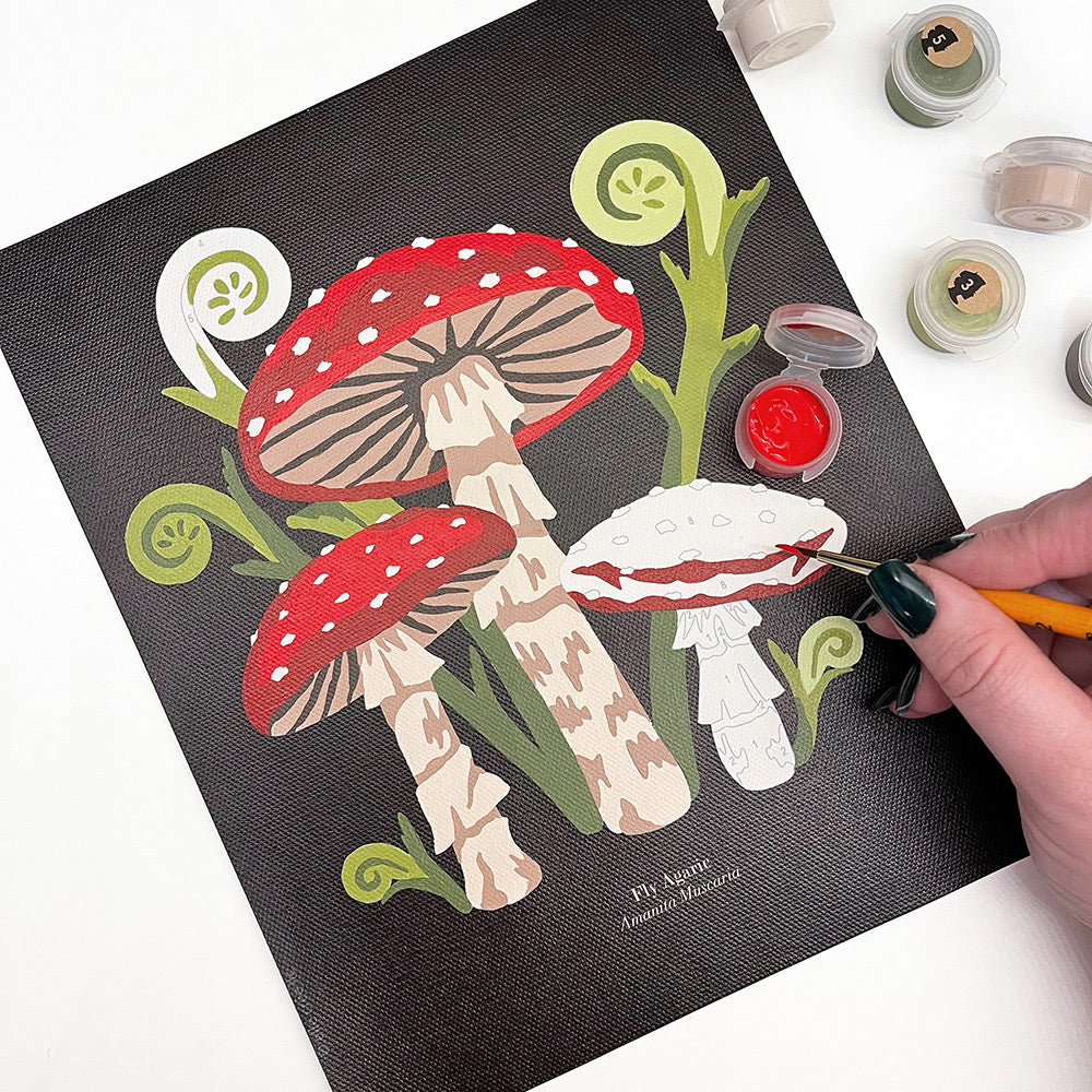 Fly Agaric Mushrooms | 8x10 paint-by-number kit