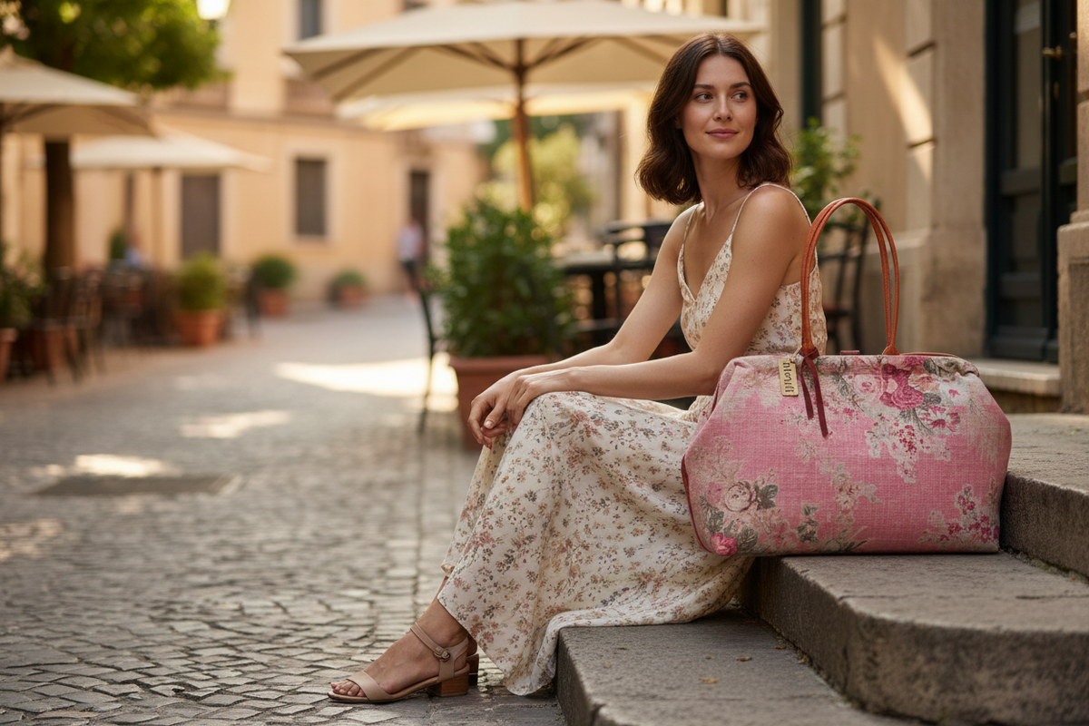 Rosewood Pioneer, Floral Mary Poppins Snap Frame Bag