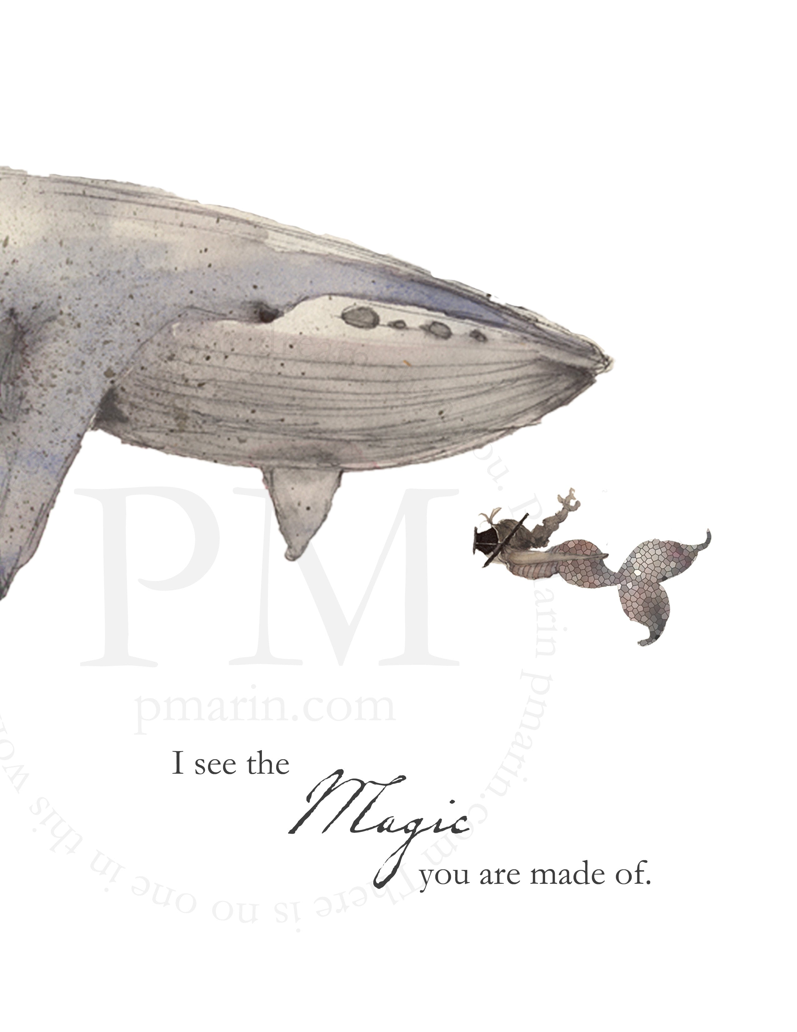 Art Print - Whale and Mermaid: The Magic You are Made of