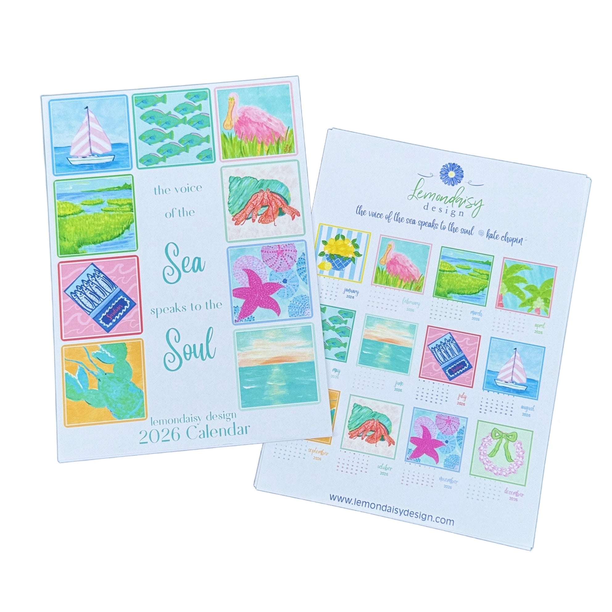 2026 Coastal Beach Desk Art Calendar