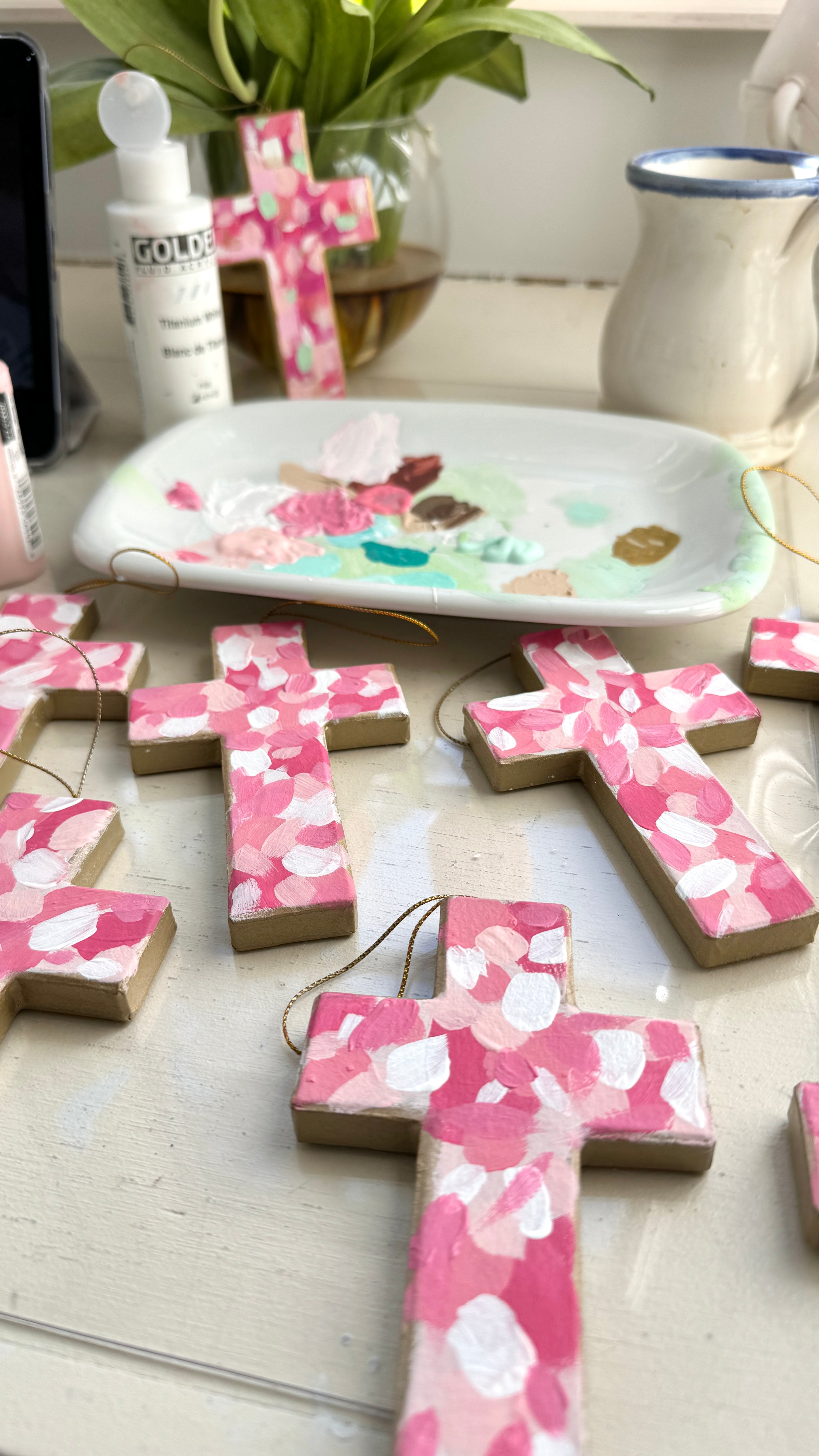 Abstract Cross Hand Painted Ornament