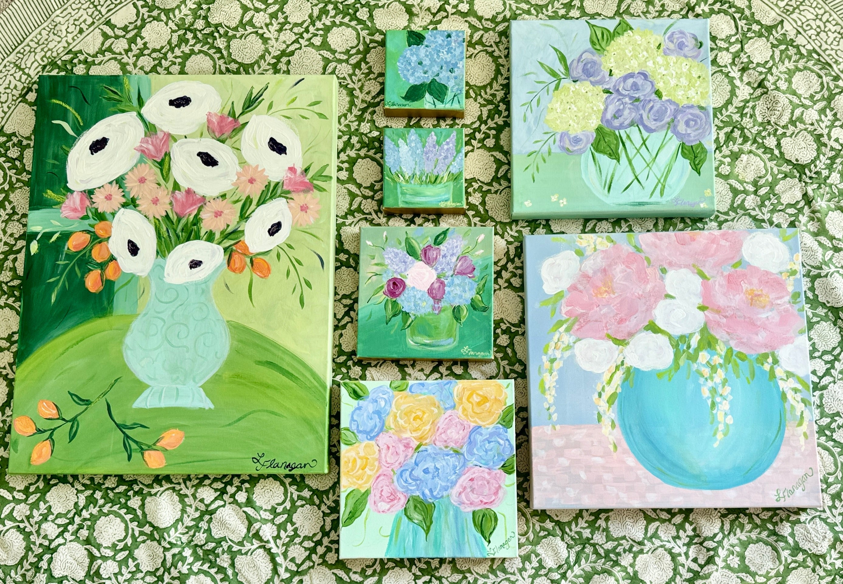 Floral Art Pink Peonies in Turquoise Vase