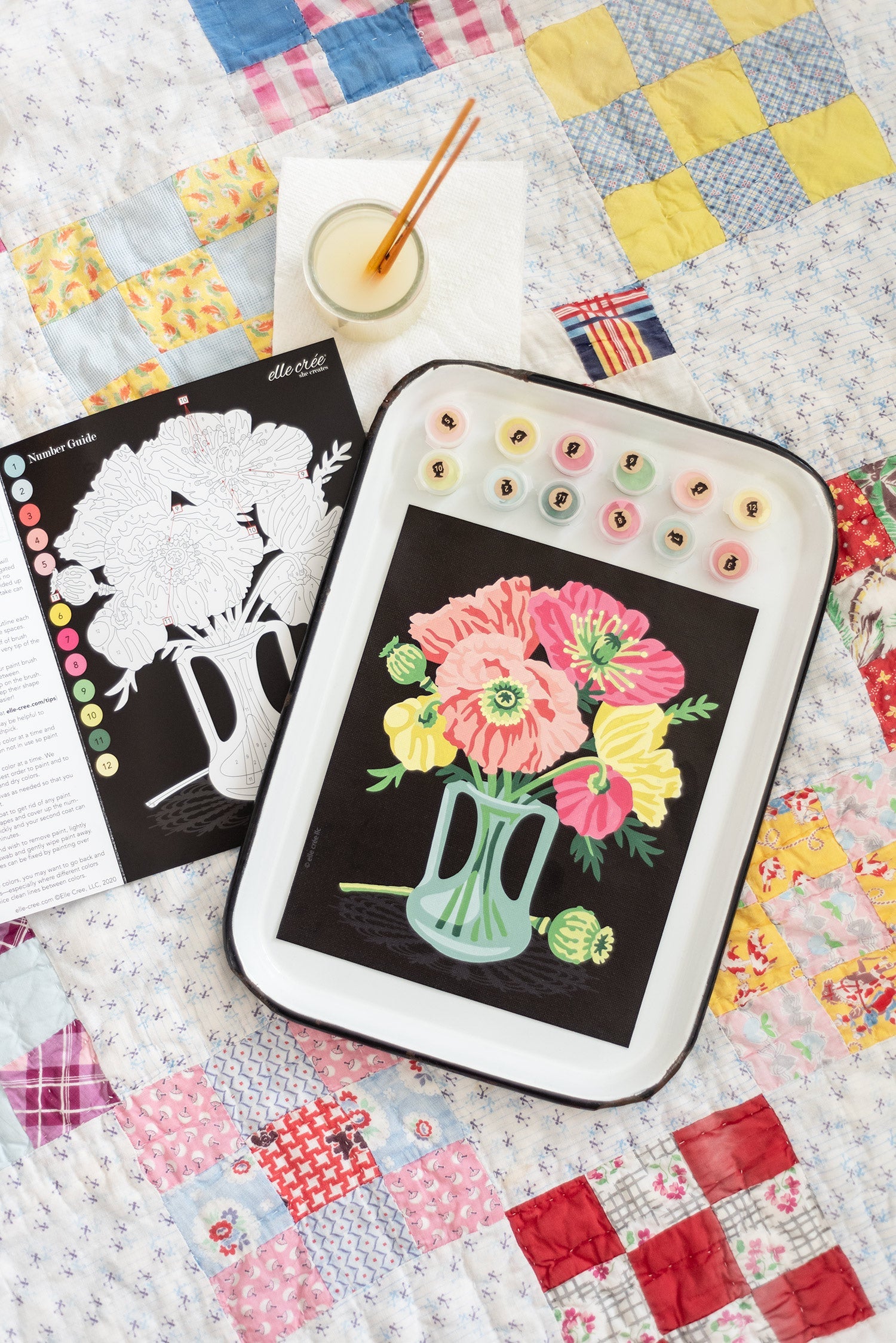 Poppies in a Vase (black background) | 8x10 paint-by-number kit