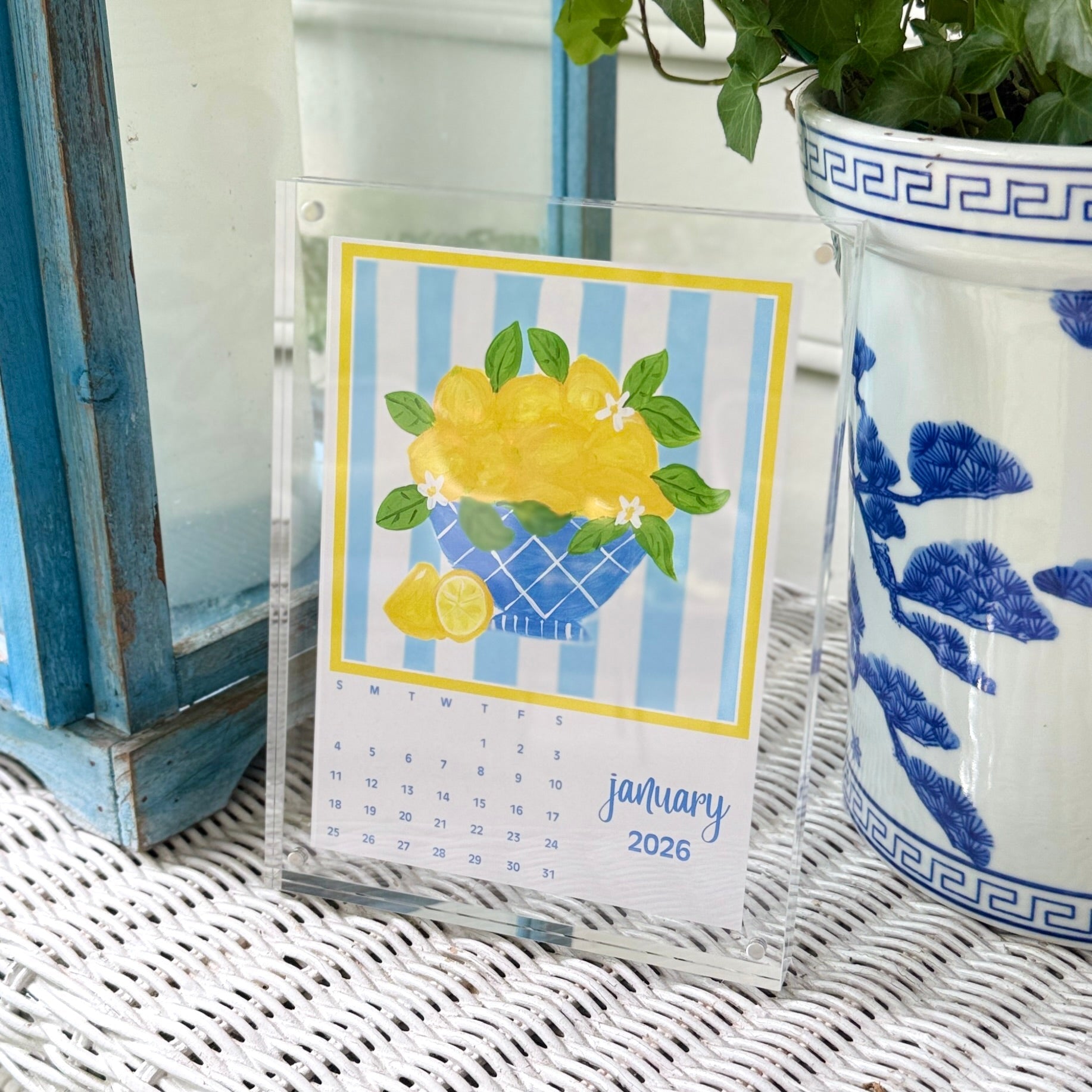 2026 Coastal Calendar with Magnet Acrylic Block Frame