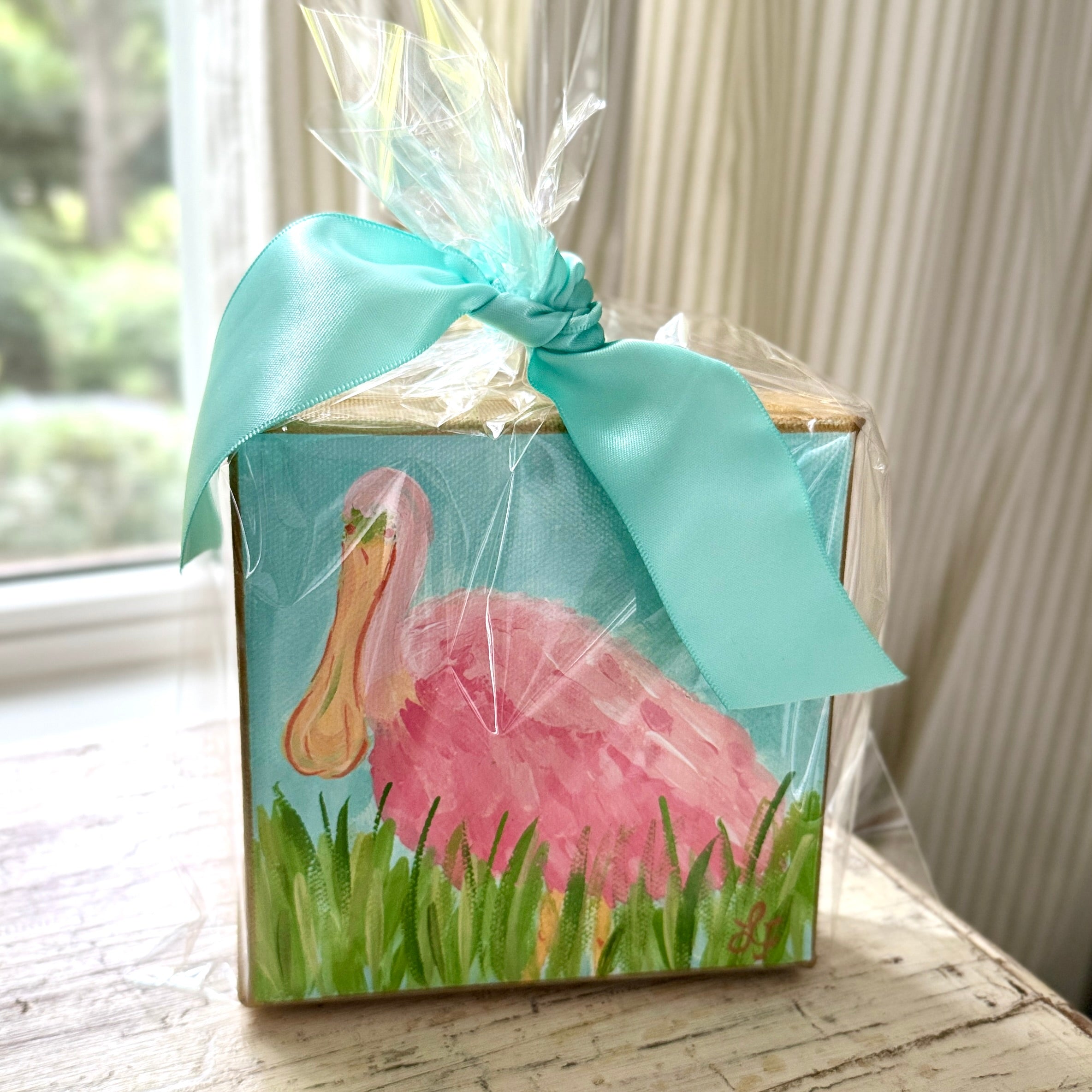 Pink Spoonbill Mini Acrylic Painting