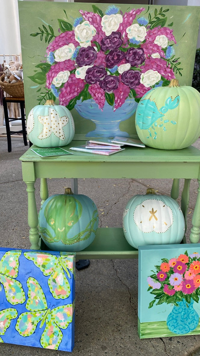 Turquoise Vase of Summer Zinnias Original Art