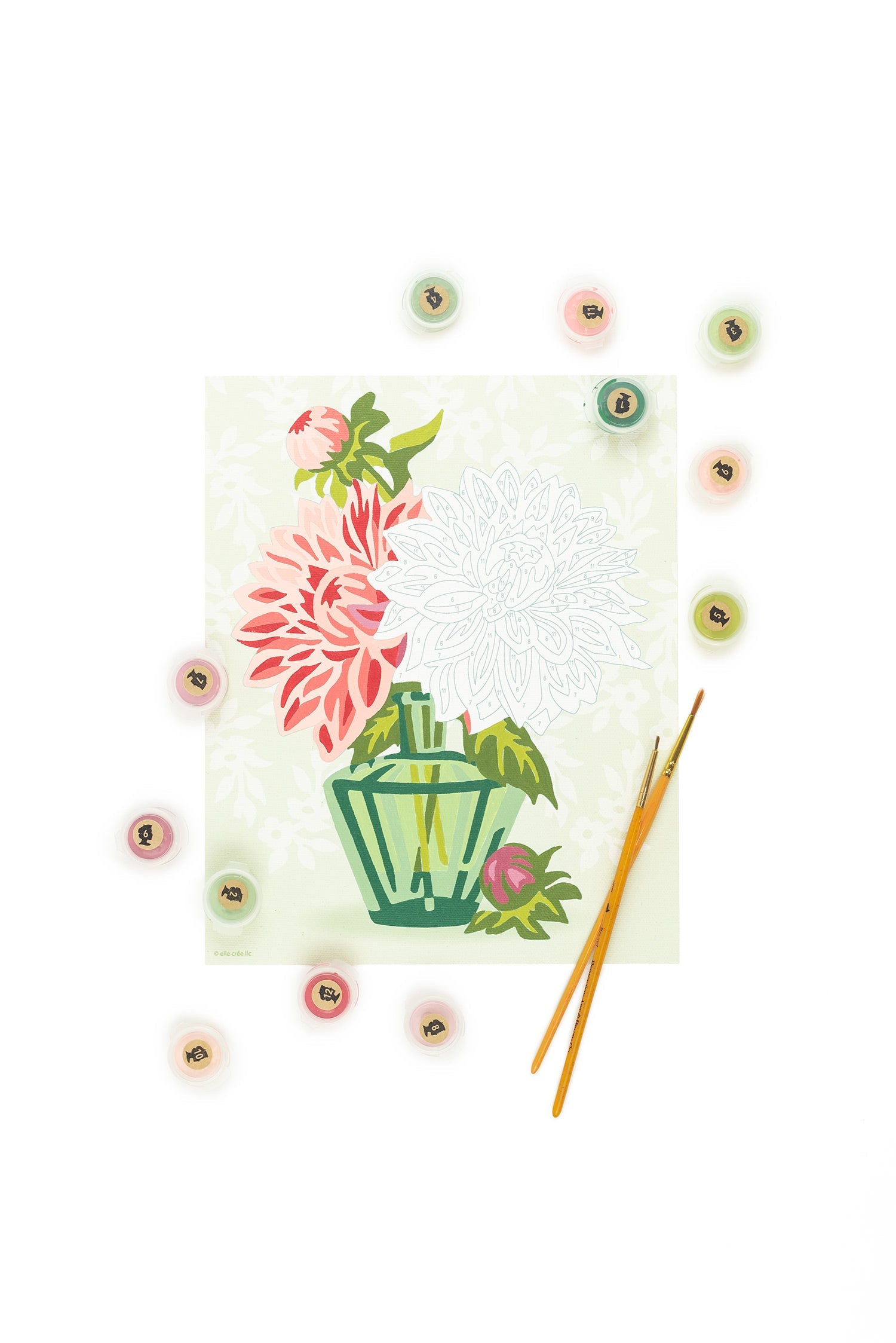 Dahlias in Vase | 8x10 paint-by-number kit