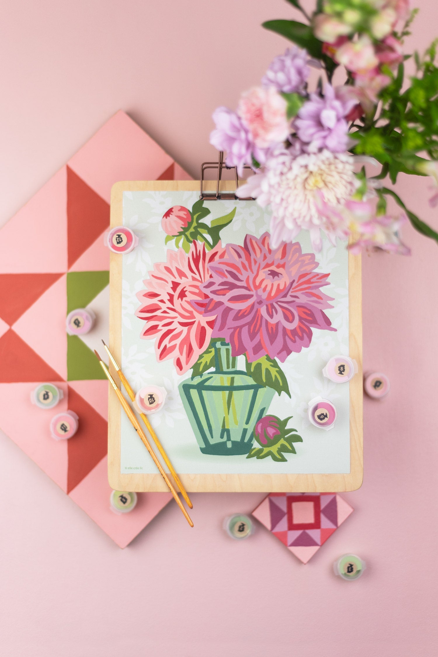 Dahlias in Vase | 8x10 paint-by-number kit