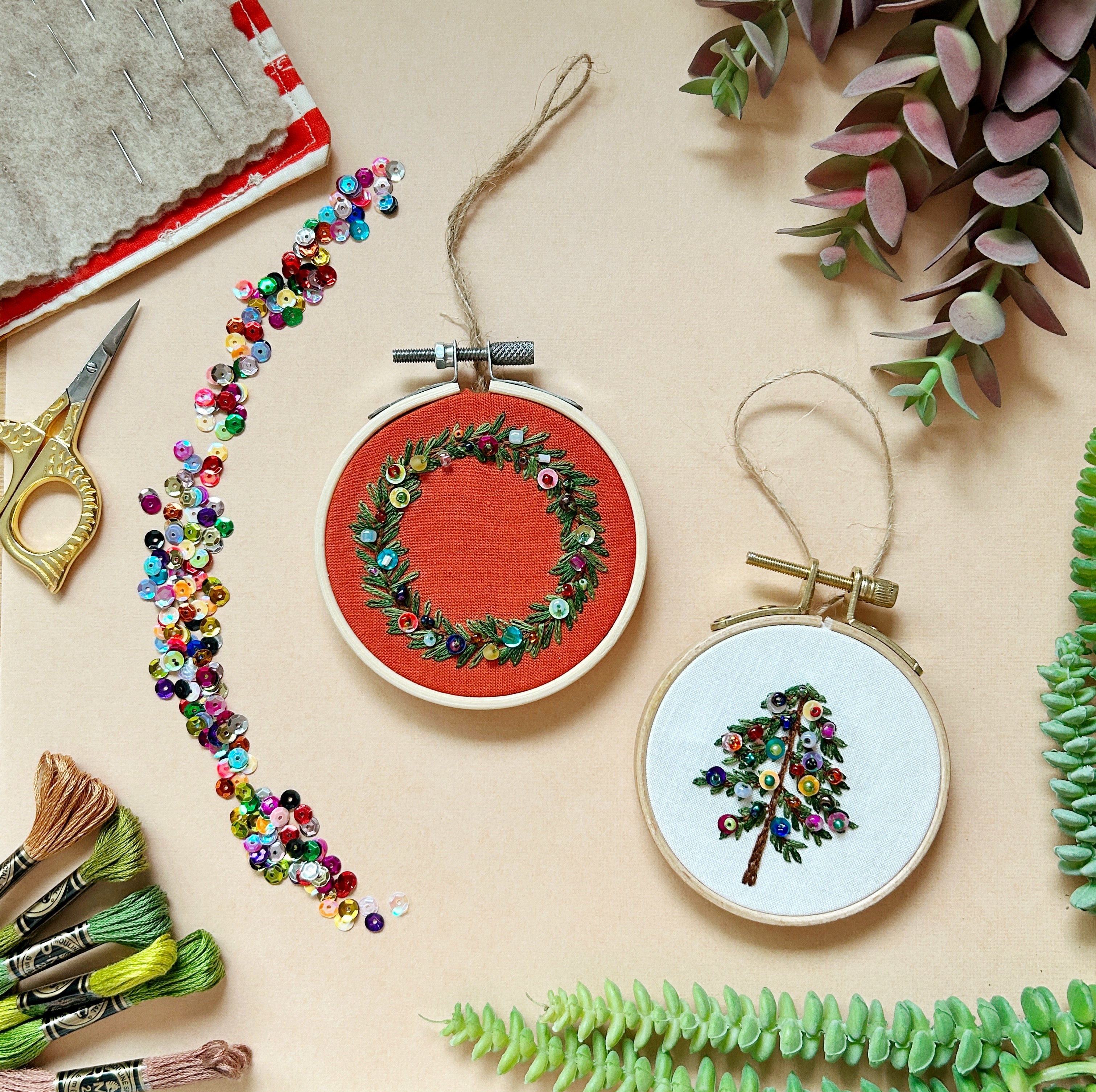 Holiday Tree Ornament- Bead Embroidery Kit for Beginners