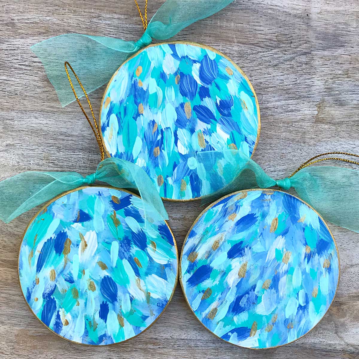 Abstract Peacock Feather Hand Painted Ornament