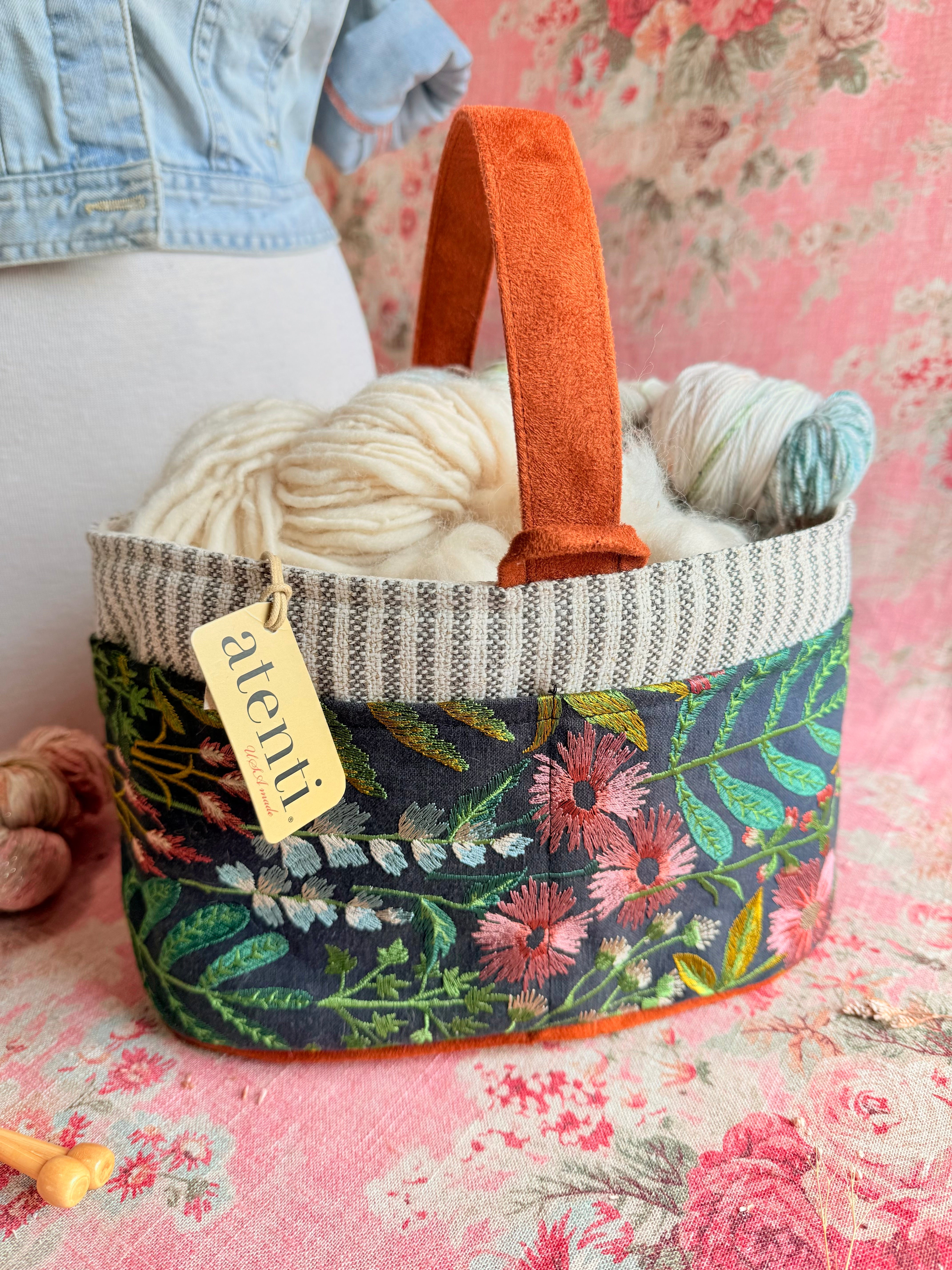 Meadow Caddy– Handmade USA Floral Yarn & Notions Organizer