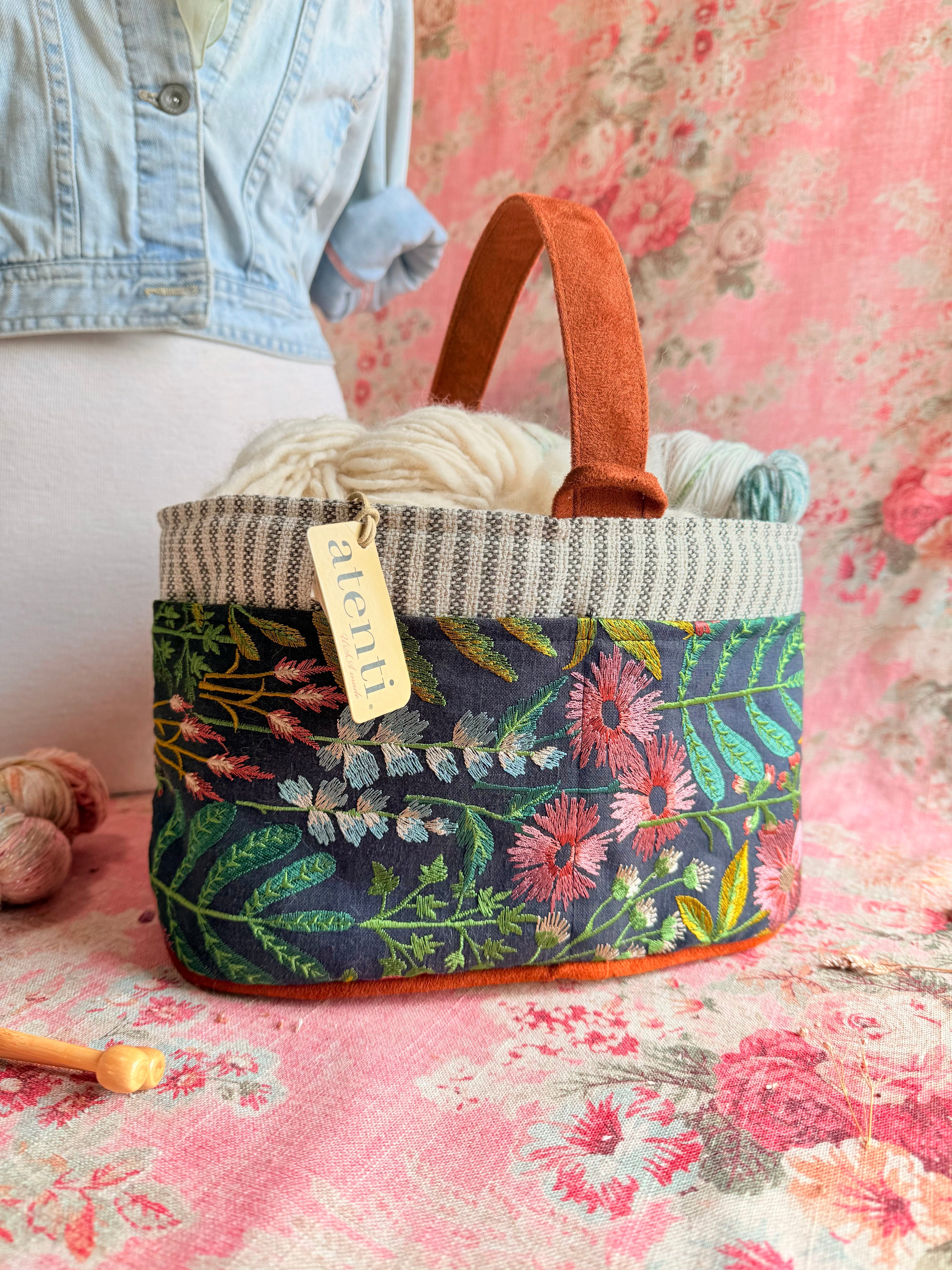 Meadow Caddy– Handmade USA Floral Yarn & Notions Organizer