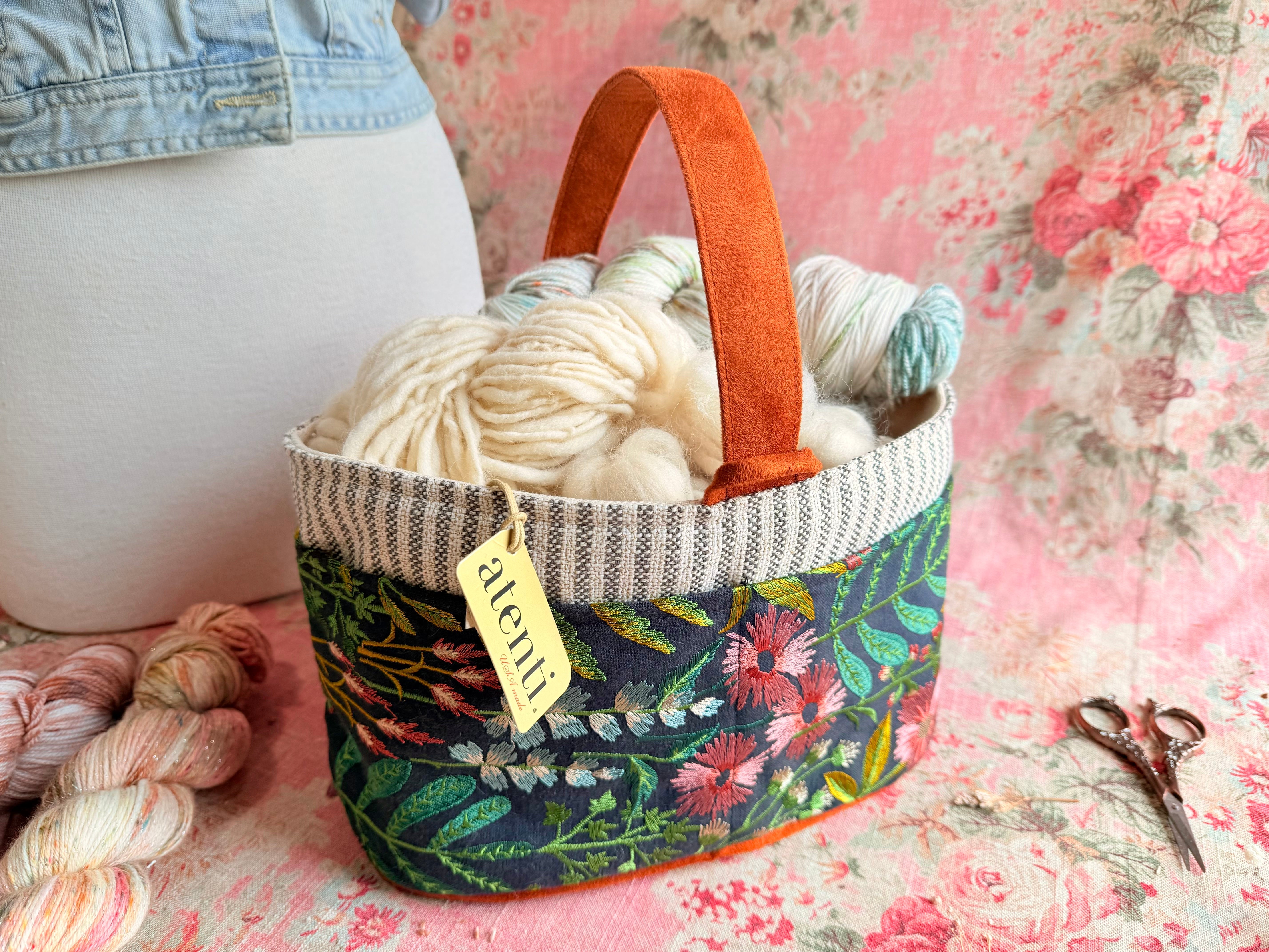 Meadow Caddy– Handmade USA Floral Yarn & Notions Organizer