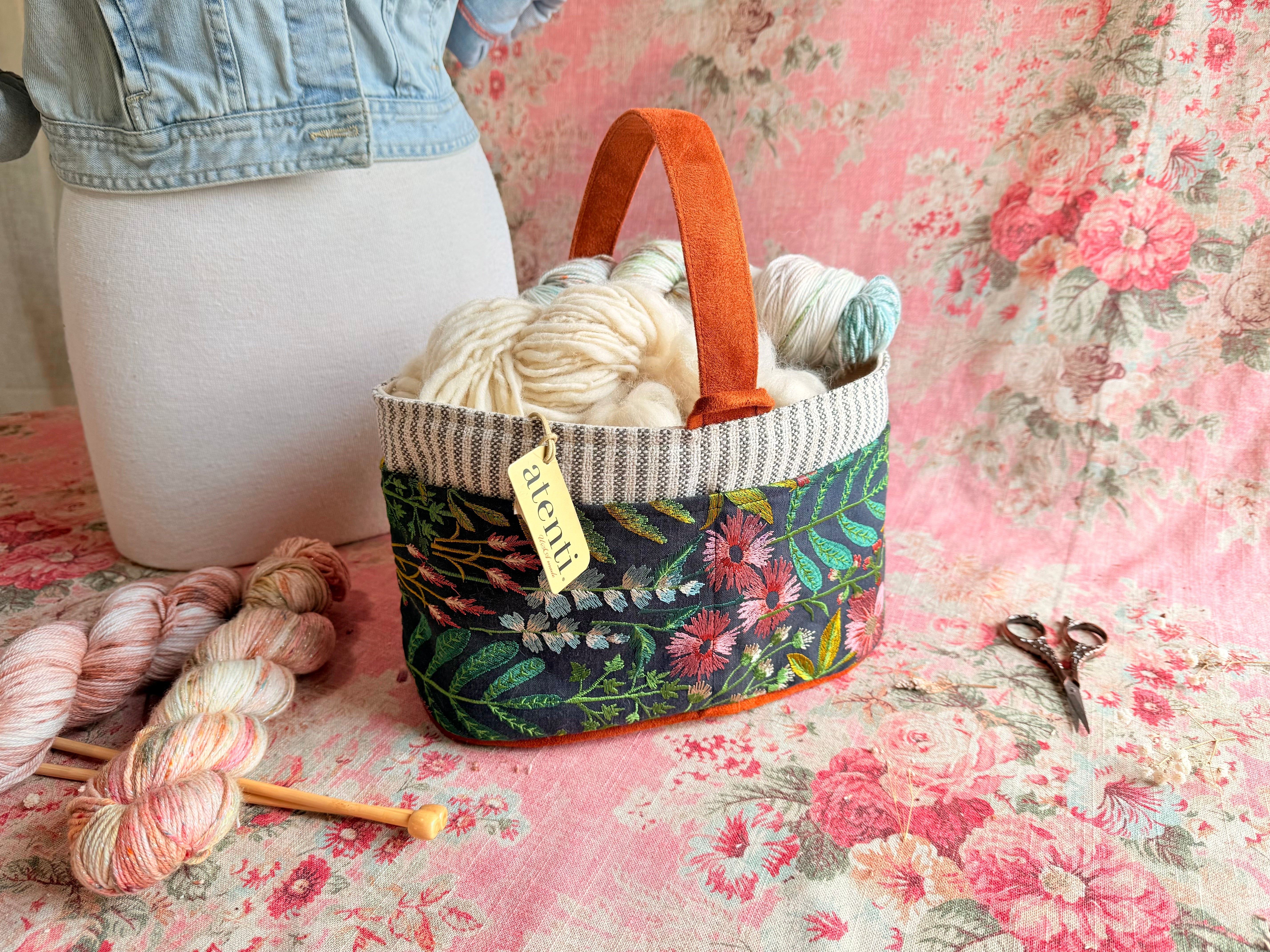 Meadow Caddy– Handmade USA Floral Yarn & Notions Organizer