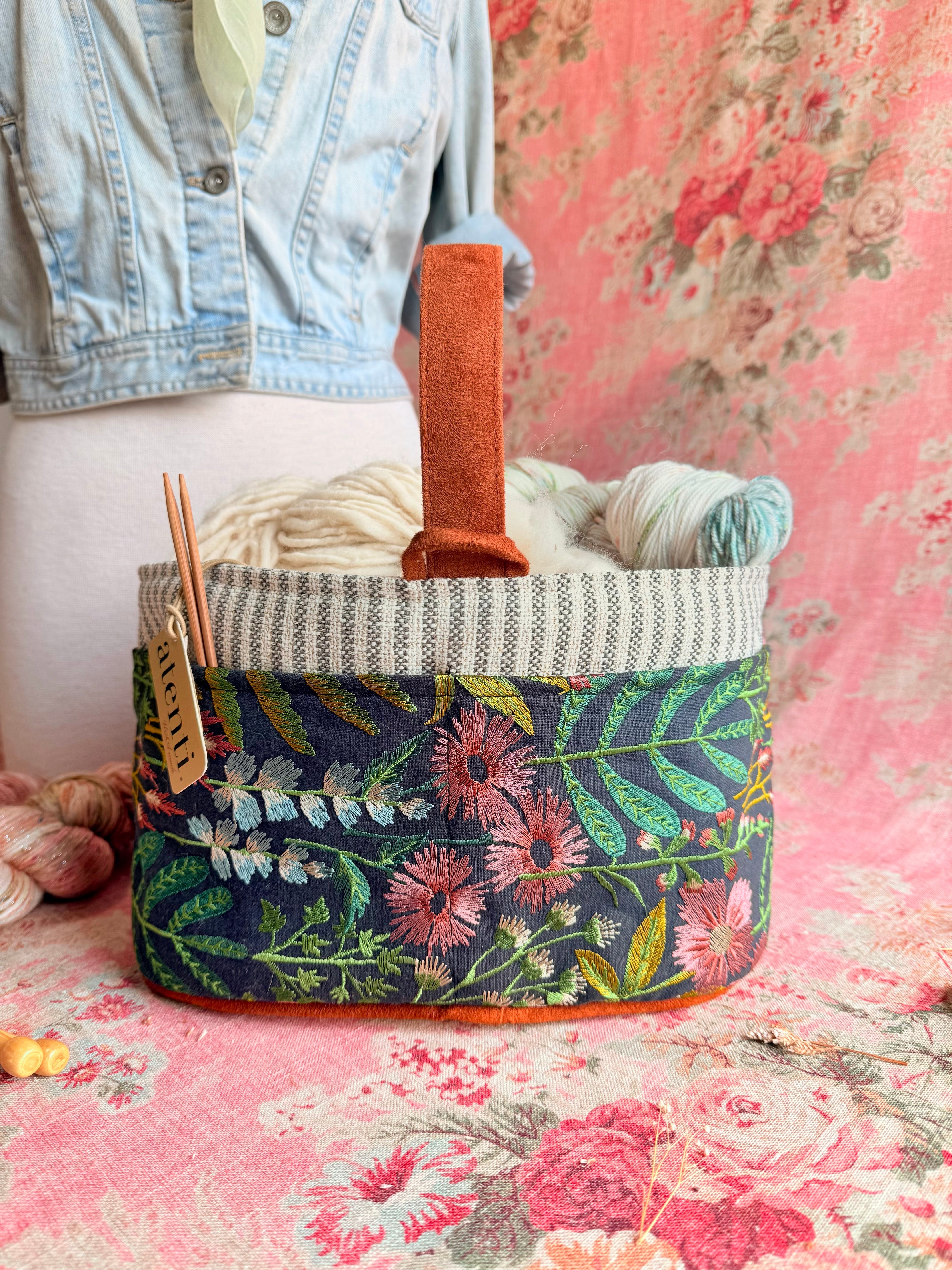 Meadow Caddy– Handmade USA Floral Yarn & Notions Organizer