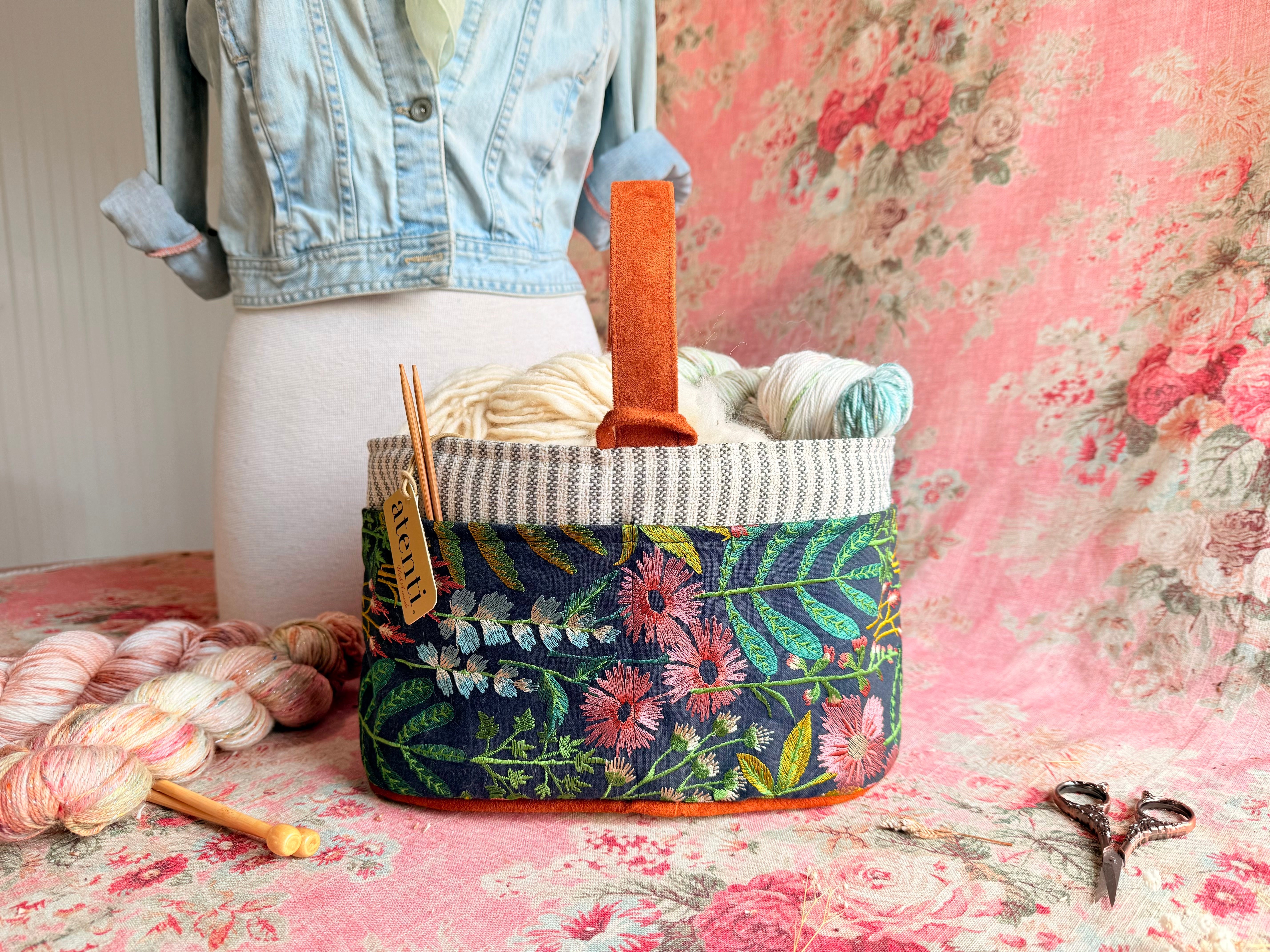 Meadow Caddy– Handmade USA Floral Yarn & Notions Organizer