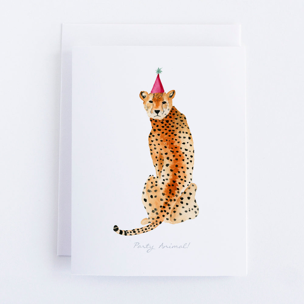 Watercolor Cheetah Birthday Card