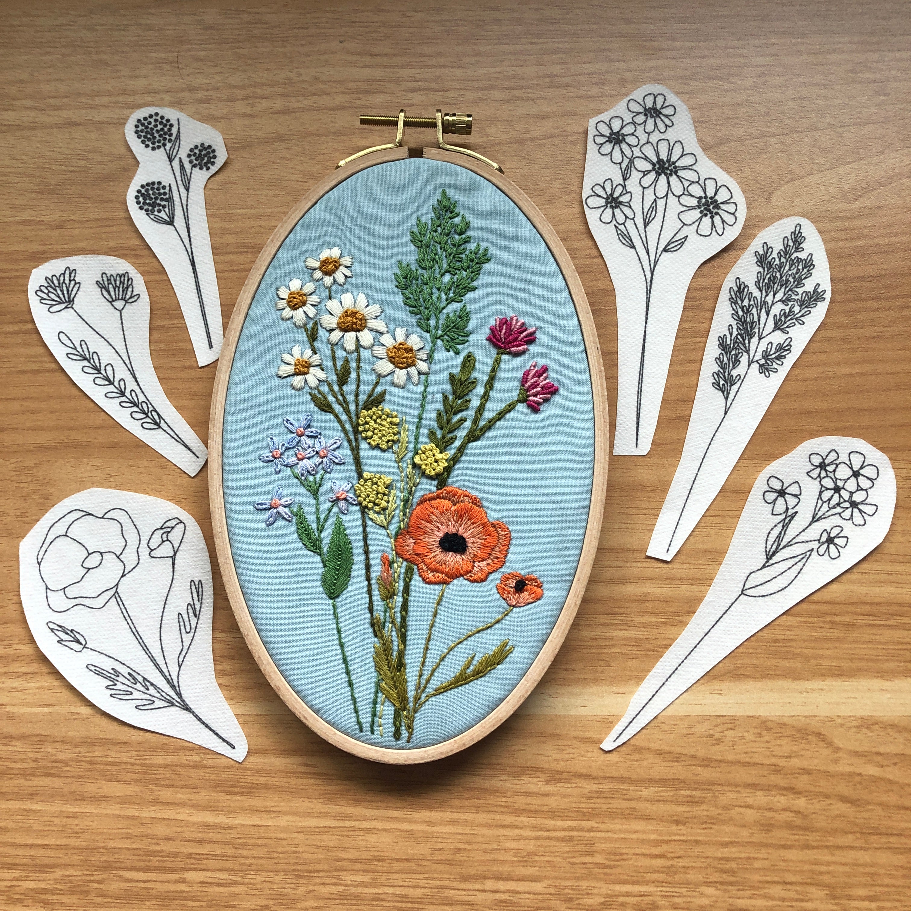 Wildflower Stems Embroidery Patterns - Stick and Stitch Floral Embroidery
