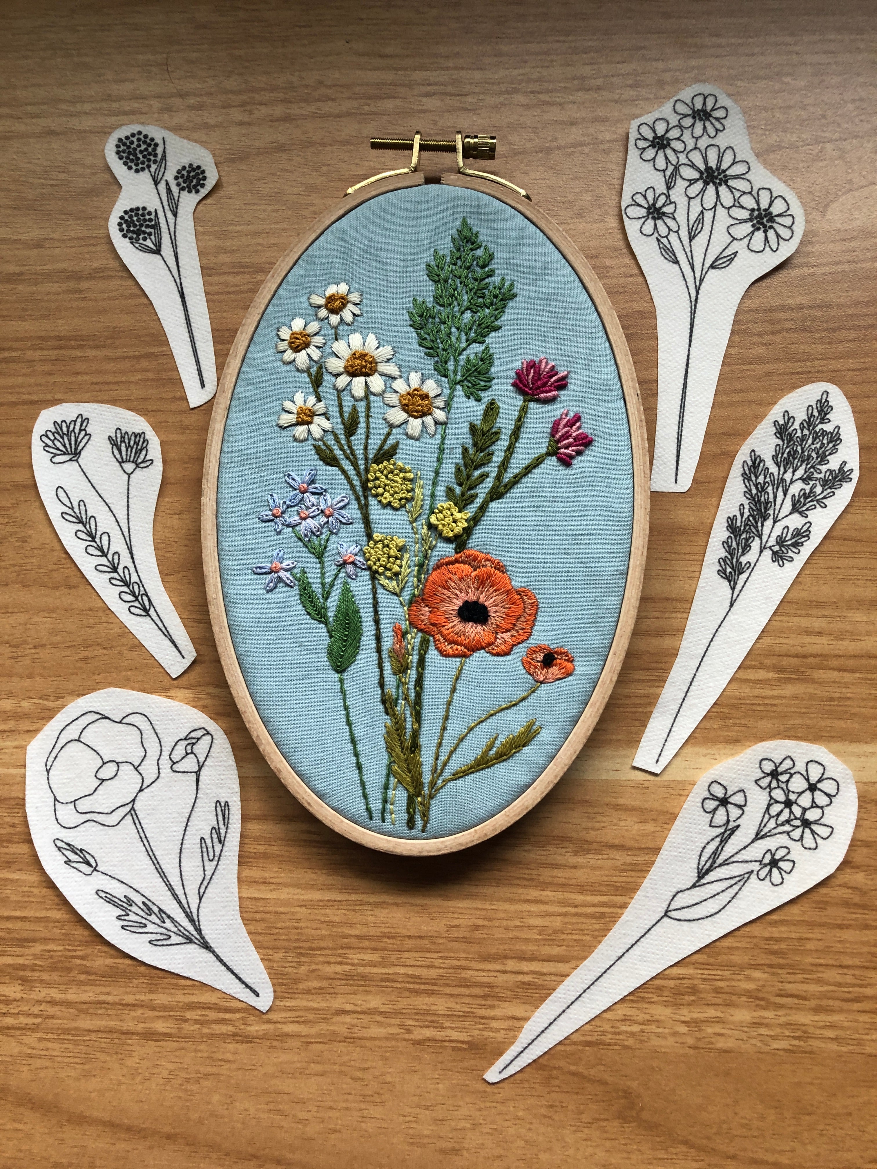Wildflower Stems Embroidery Patterns - Stick and Stitch Floral Embroidery