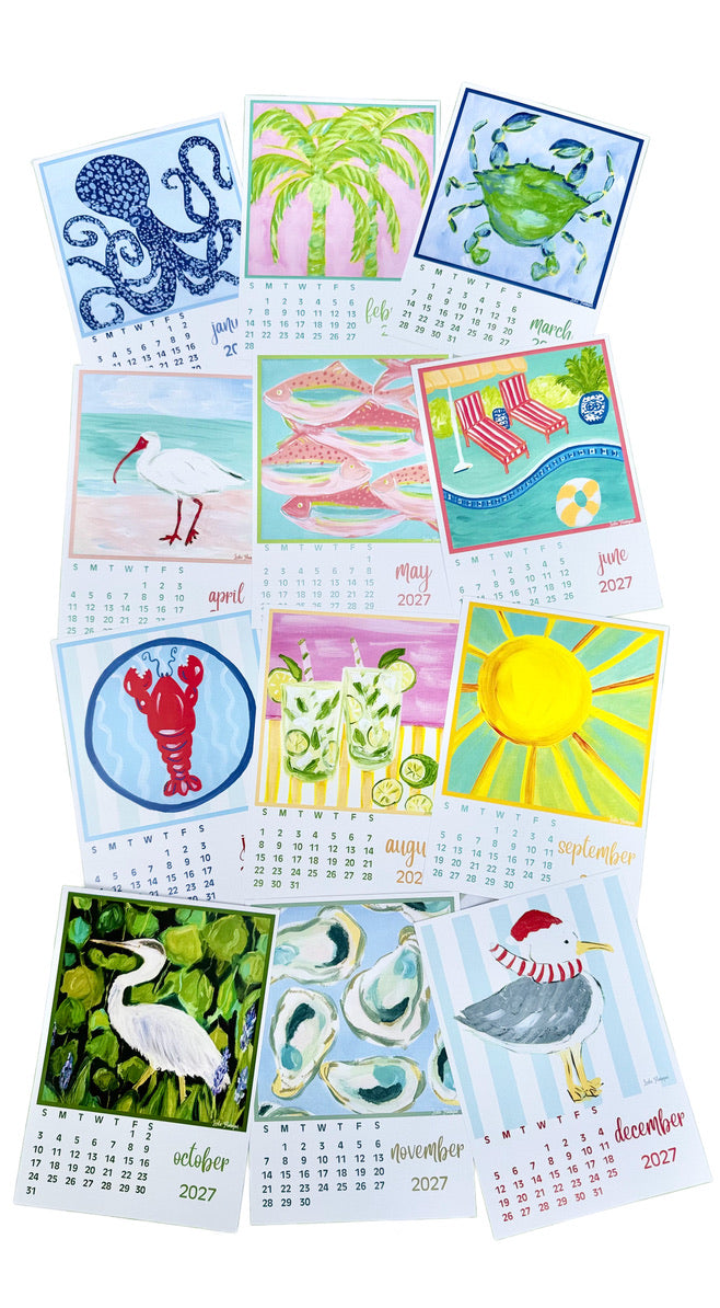 2027 Coastal Beach Desk Art Calendar