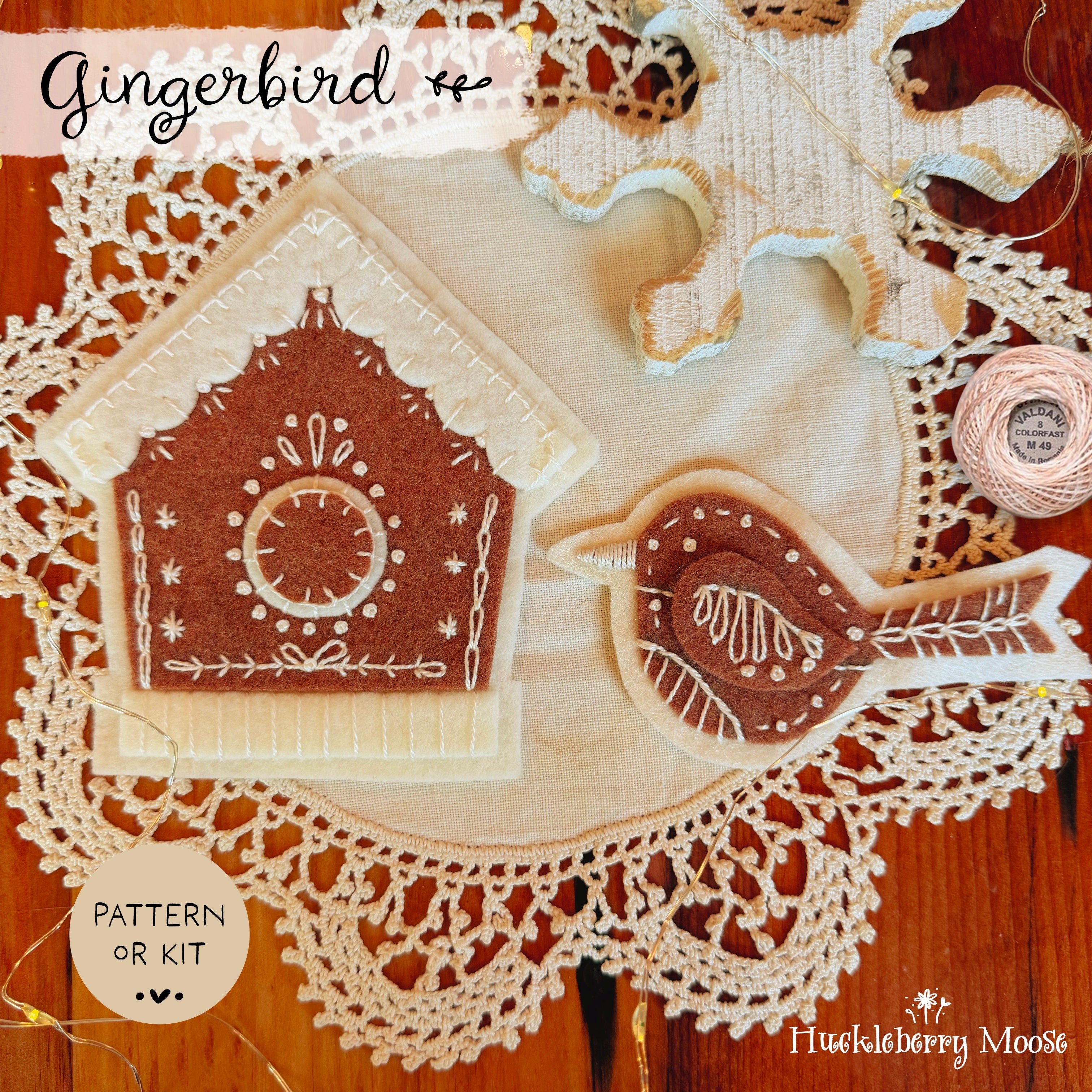 GINGERBIRD AND HER HOUSE - Pattern or Kit
